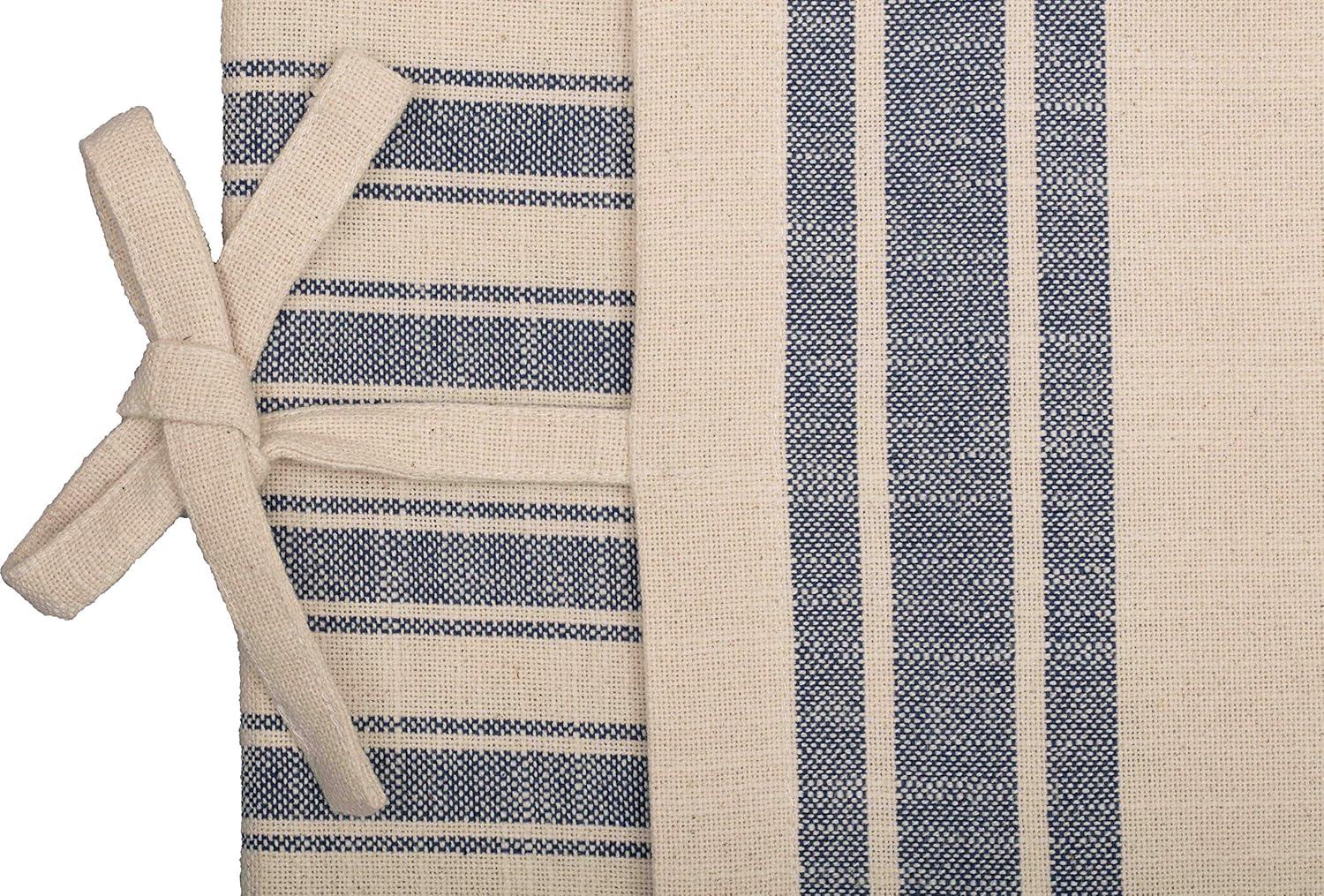 Piper Classics Market Place Blue Ticking Stripe and Grain Sack Pillow Cover 15" x 25"