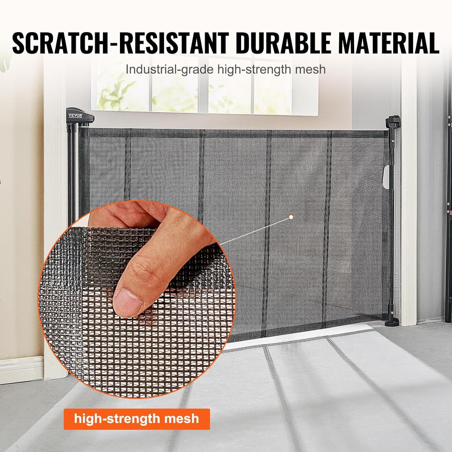 VEVOR VEVOR Retractable Gate Black Plastic Wall Mounted Pet Gate