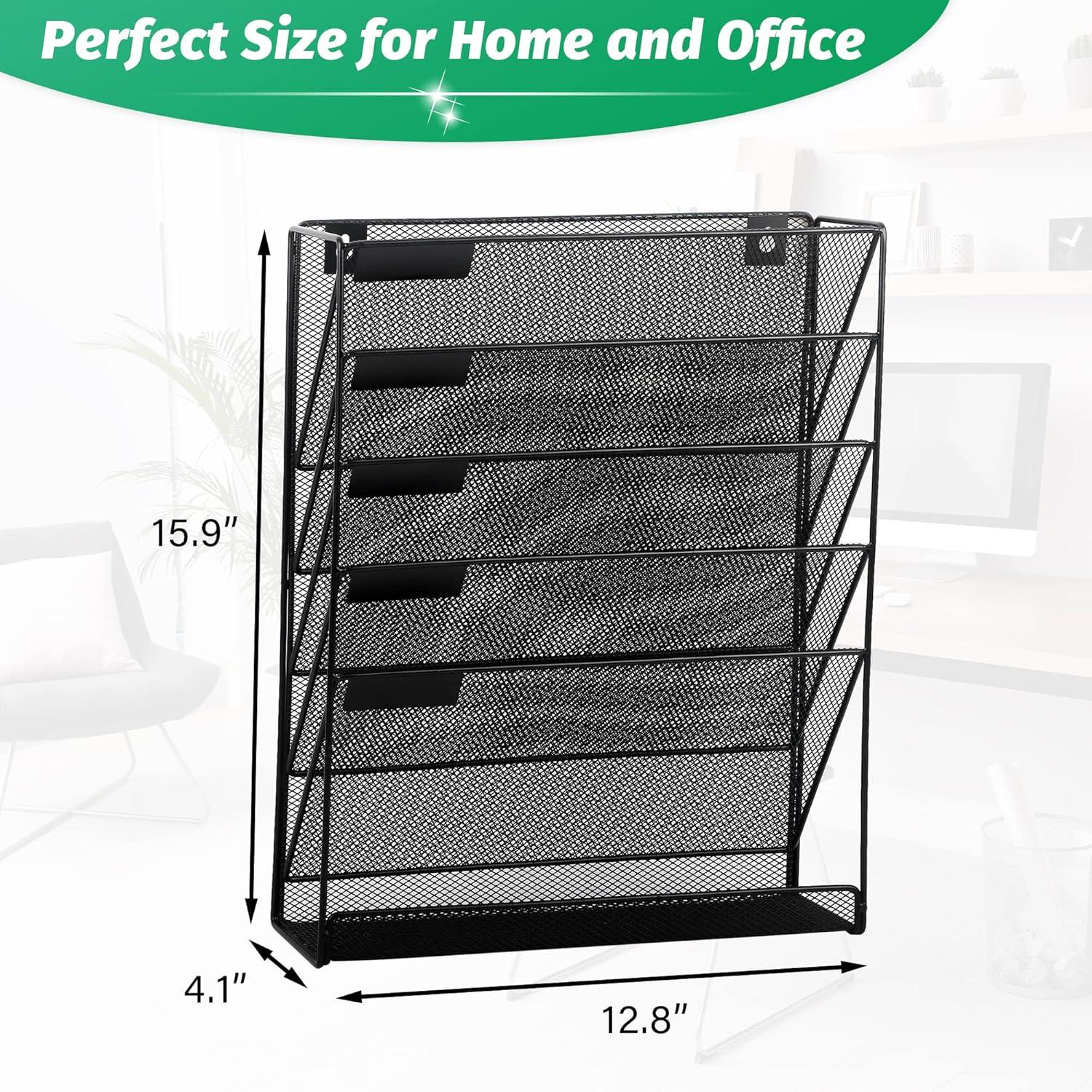 Easepres Mesh 5-Compartment Wall Mounting Hanging File Organizer