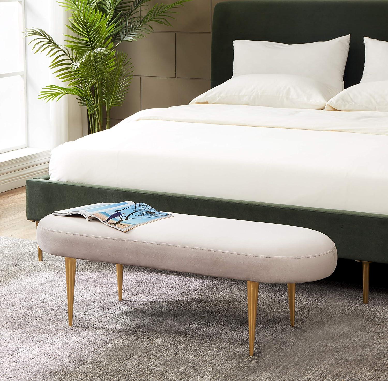 Corinne Oval Bench - SFV4704 - Pale Taupe/Gold - Safavieh Couture