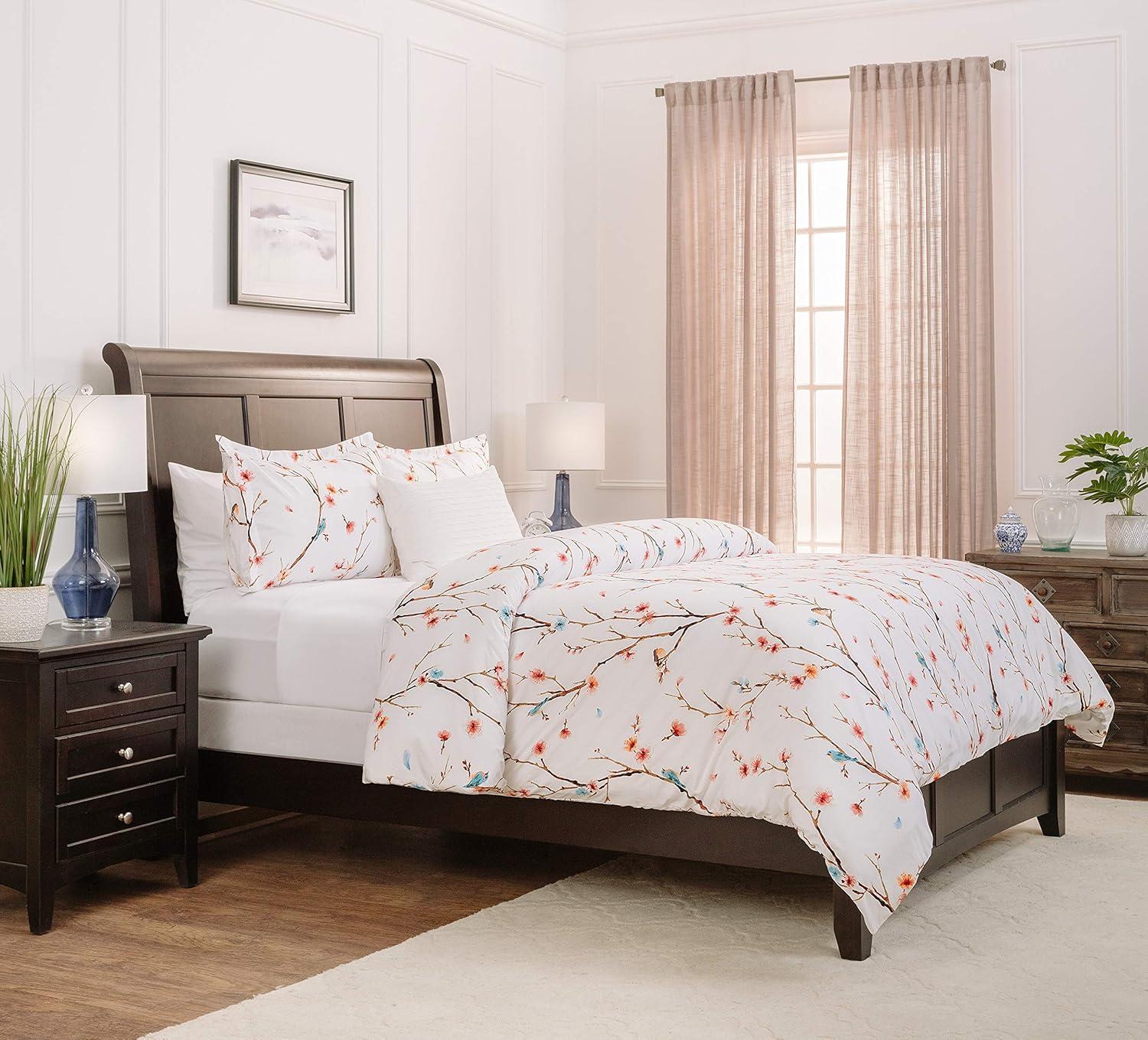 Chanasya Ultra Soft Sakura Cherry Tree Reversible Duvet Cover Set