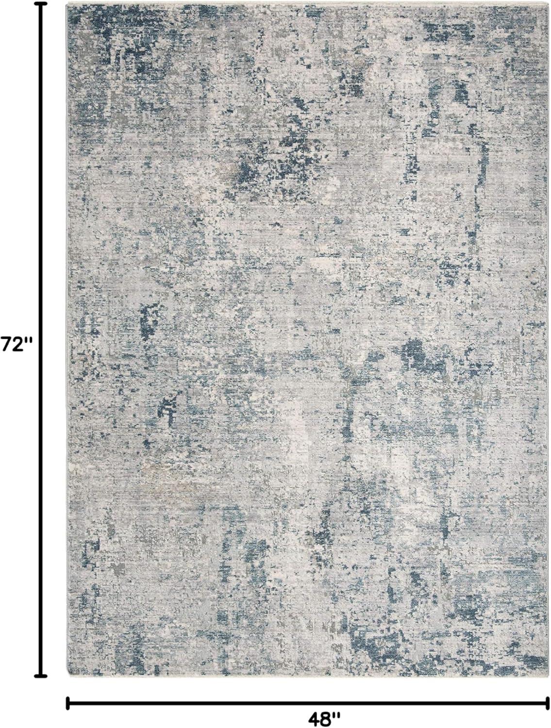 SAFAVIEH Winston Coretta Abstract Overdyed Polyester Area Rug, Grey/Blue, 4' x 6'