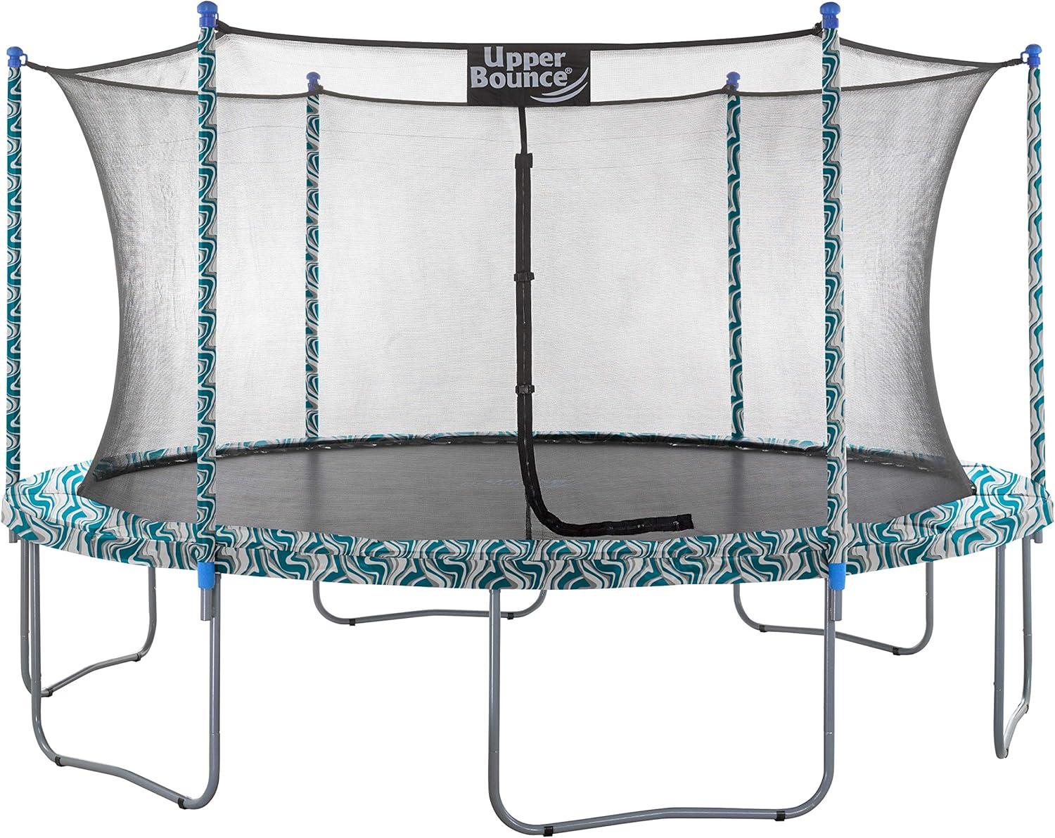 15 ft Maui Marble Round Trampoline with Safety Enclosure