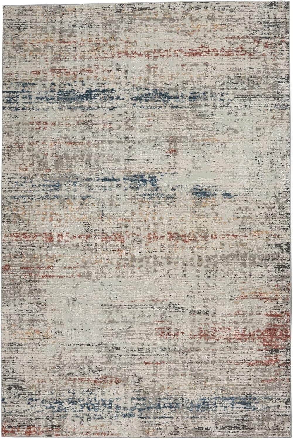 Rustic Textures Modern Abstract Gray 4' x 6' Synthetic Area Rug