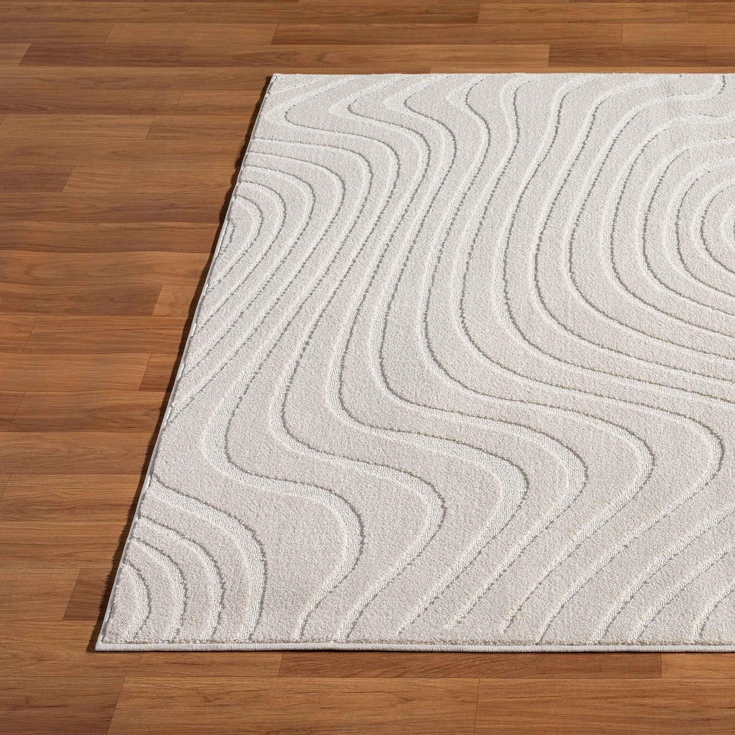Luxe Weavers Modern Floral Indoor Cream 8x10 Area Rug