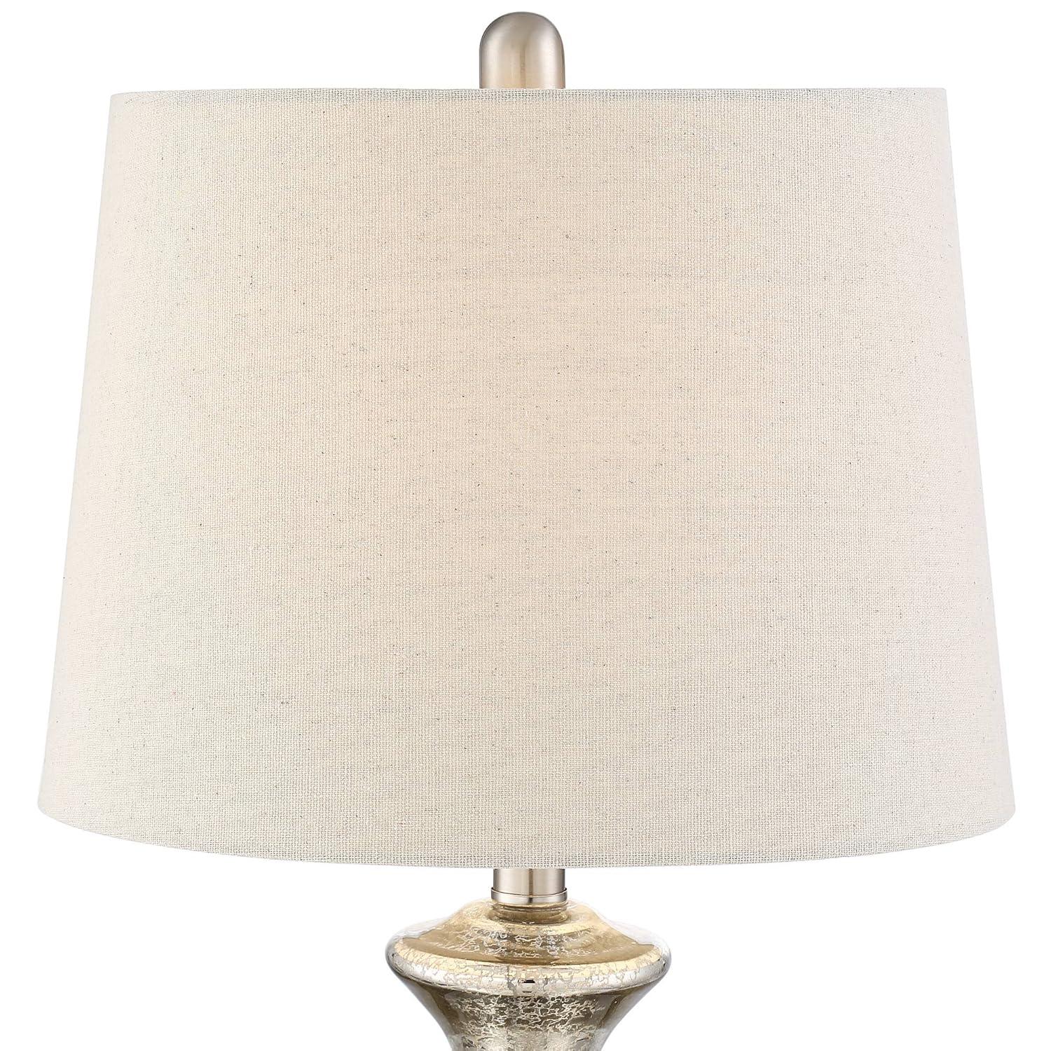 360 Lighting Albert Modern Table Lamp 24 3/4" High Mercury Glass Gourd Oatmeal Drum Shade for Bedroom Living Room Bedside Nightstand Office Kids House