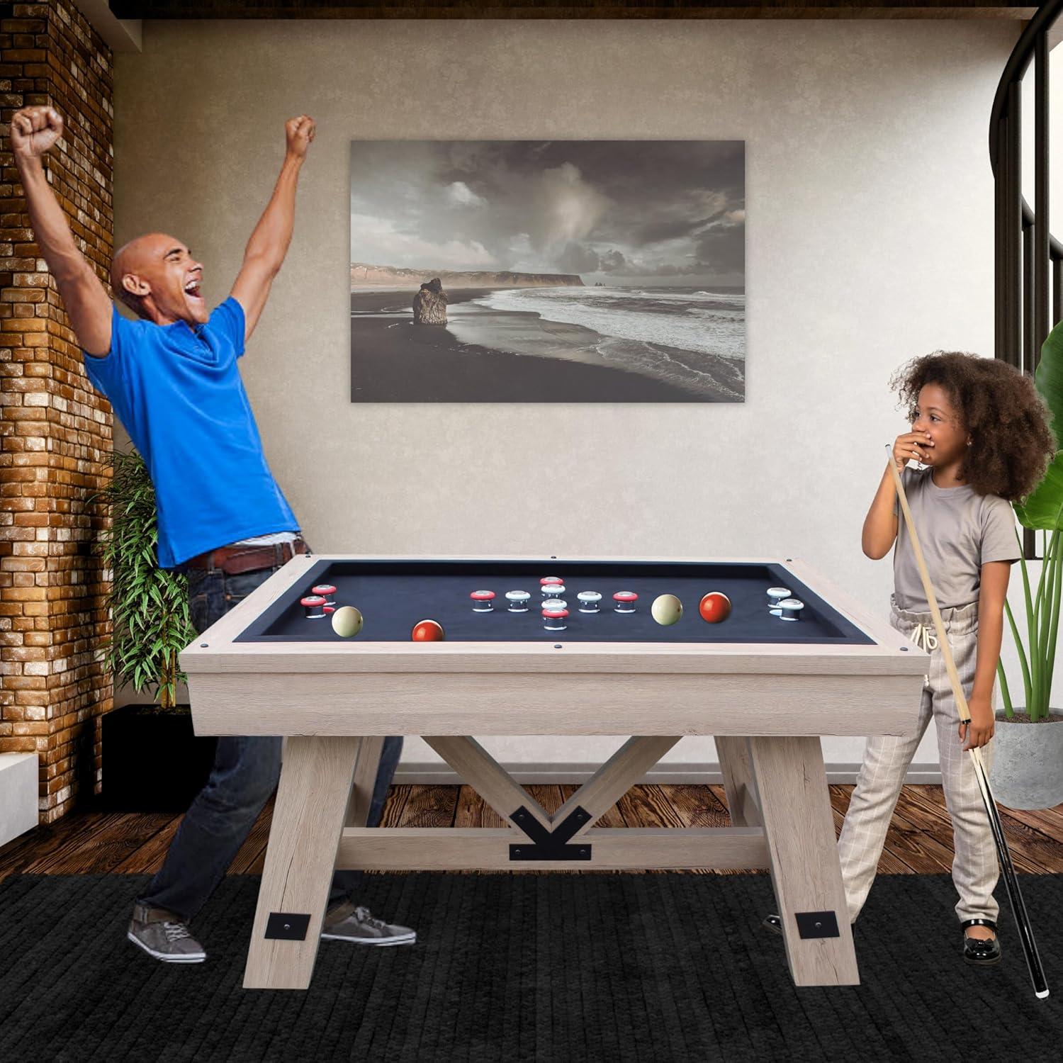 Freetime Fun 54" Sturdy Bumper Pool Table for Adults and Kids Game Room with Poker Tabletop - RB5807