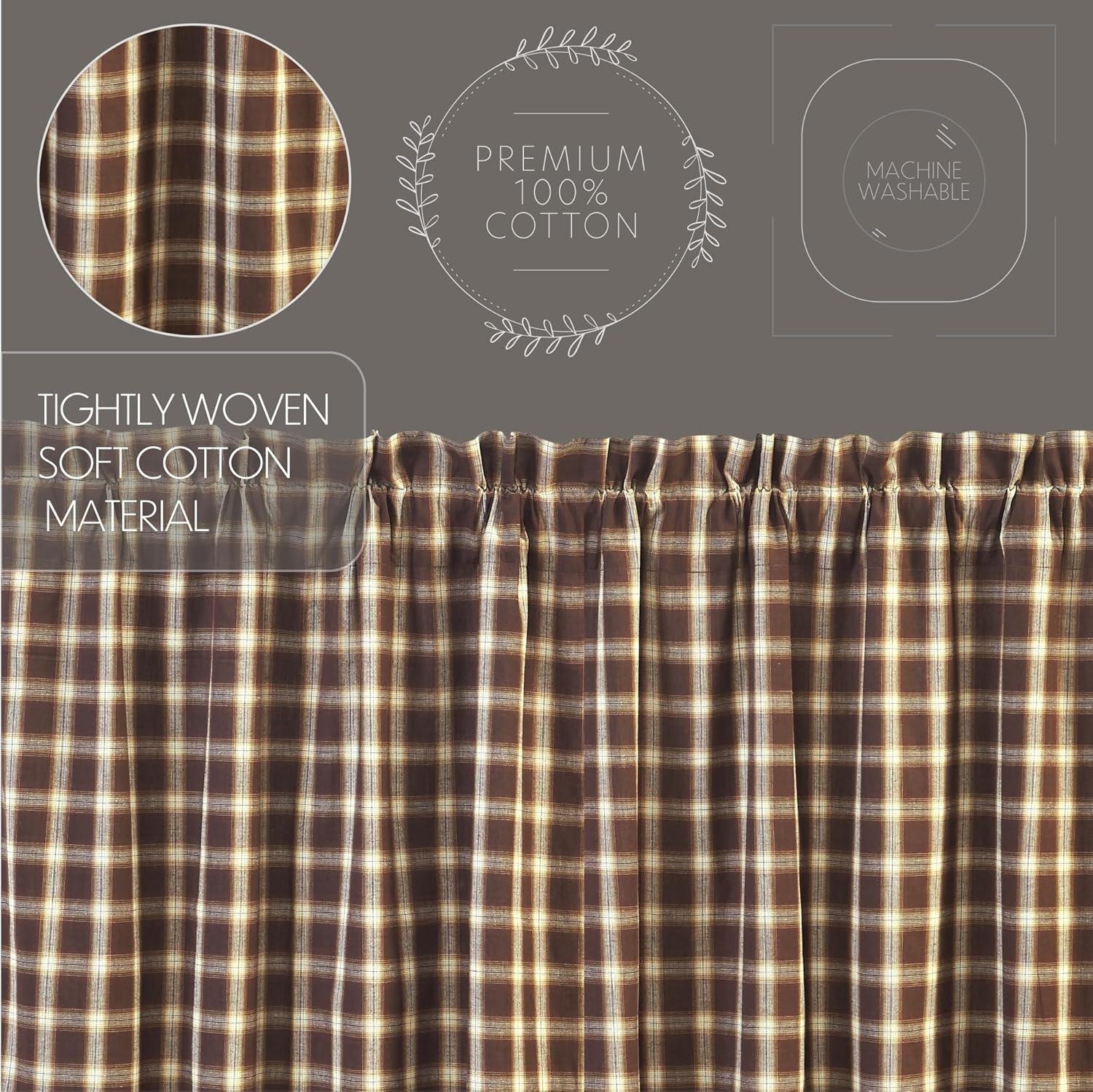 VHC Brands Rustic & Lodge Farmhouse Kitchen Window Curtains-Rory Valance, 16x60, Chocolate Brown
