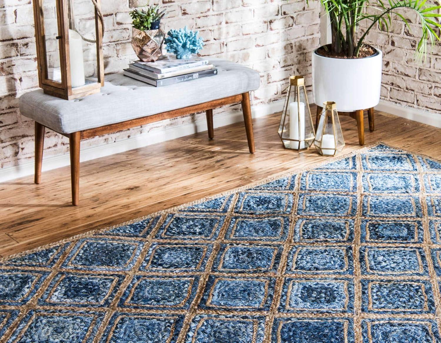 Unique Loom Braided Jute Bengal Geometric Indoor Braided Area Rug