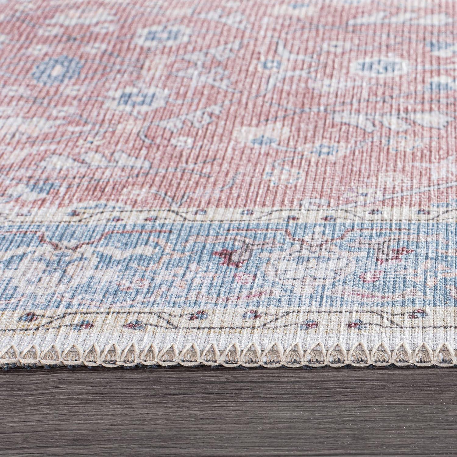 Rugshop Transitional Bordered Floral Stain Resistant Flat Weave Eco Friendly Premium Recycled Machine Washable Area Rug 3'3"x5' Rust