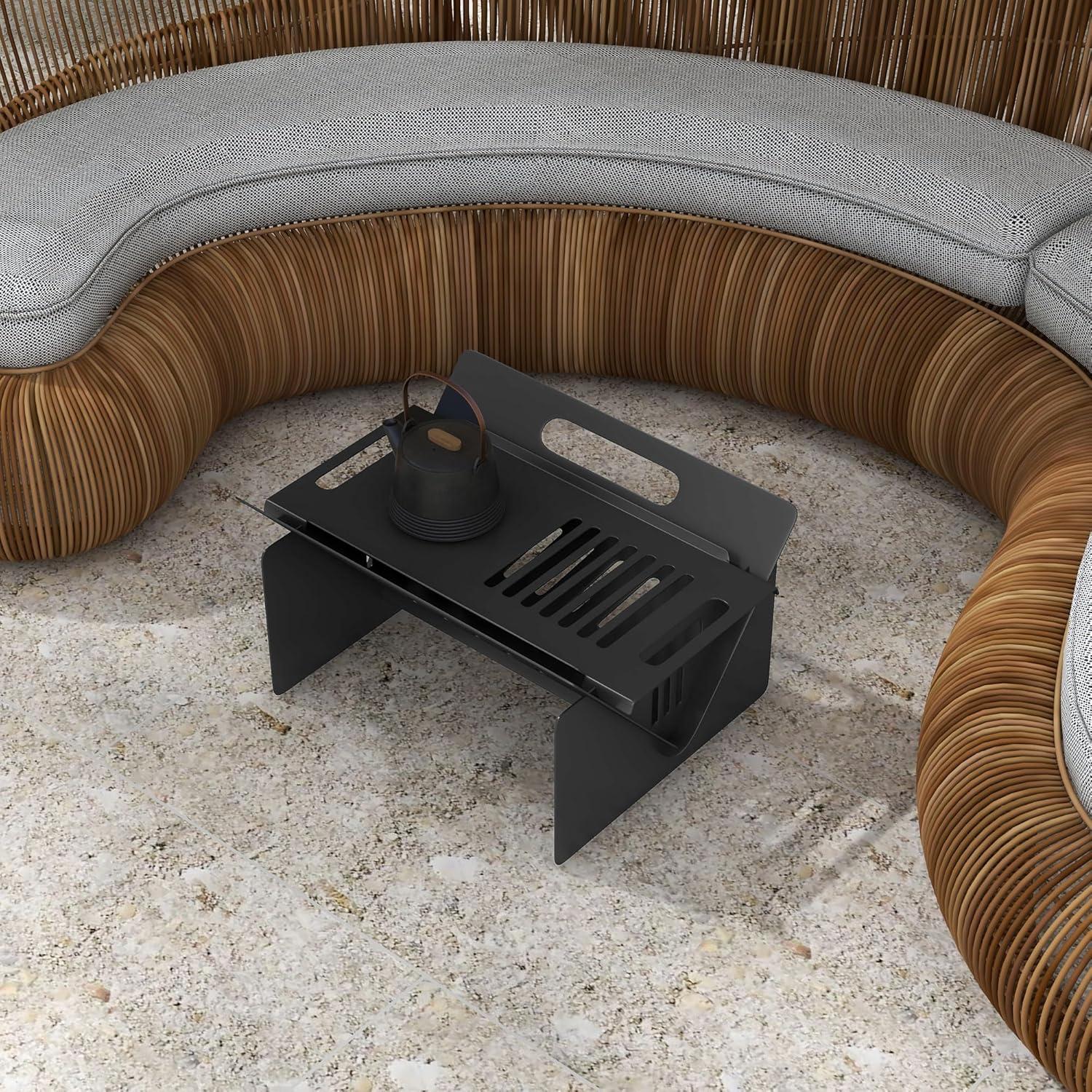 Black Industrial Rectangle Wood Burning Fire Pit