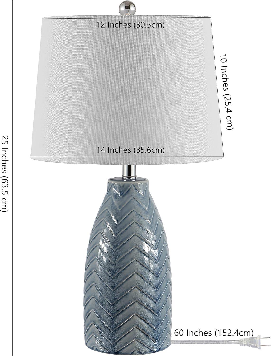 Chevron Striped Grey Ceramic 16" Table Lamp