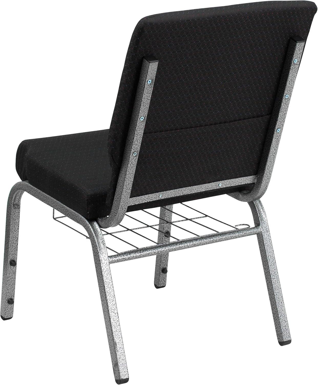 Elegant Black Fabric and Silver Steel Stacking Chair