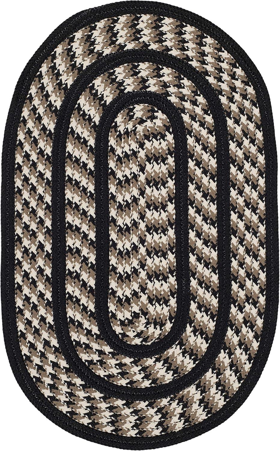 SAFAVIEH Braided Tanisha Bordered Reversible Area Rug, Ivory/Black, 3' x 5' Oval