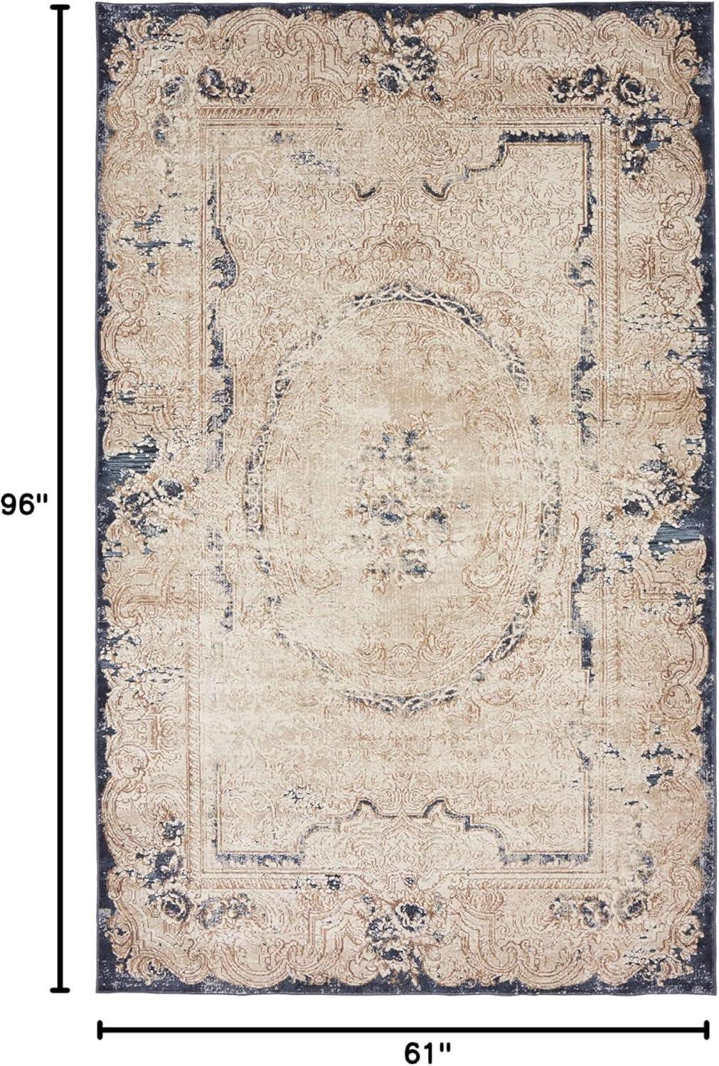 Unique Loom Chateau Collection Area Rug - Adams (5' 1" x 8' Rectangle Cream/Brown)