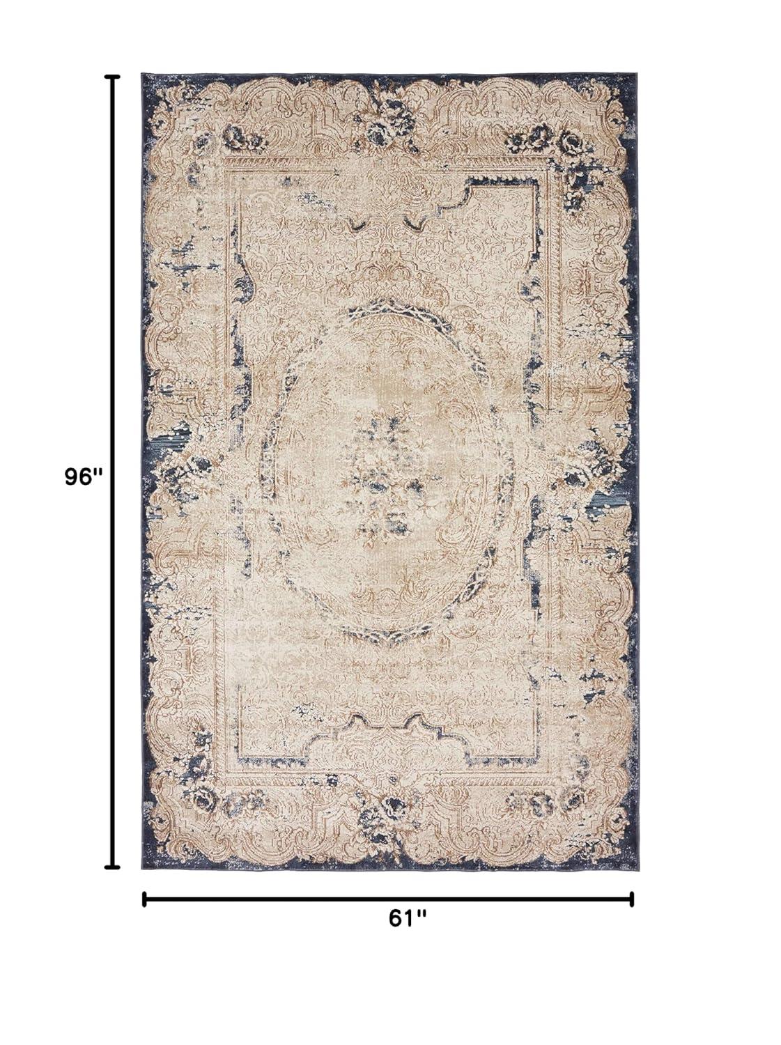 Unique Loom Chateau Collection Area Rug - Adams (5' 1" x 8' Rectangle Cream/Brown)