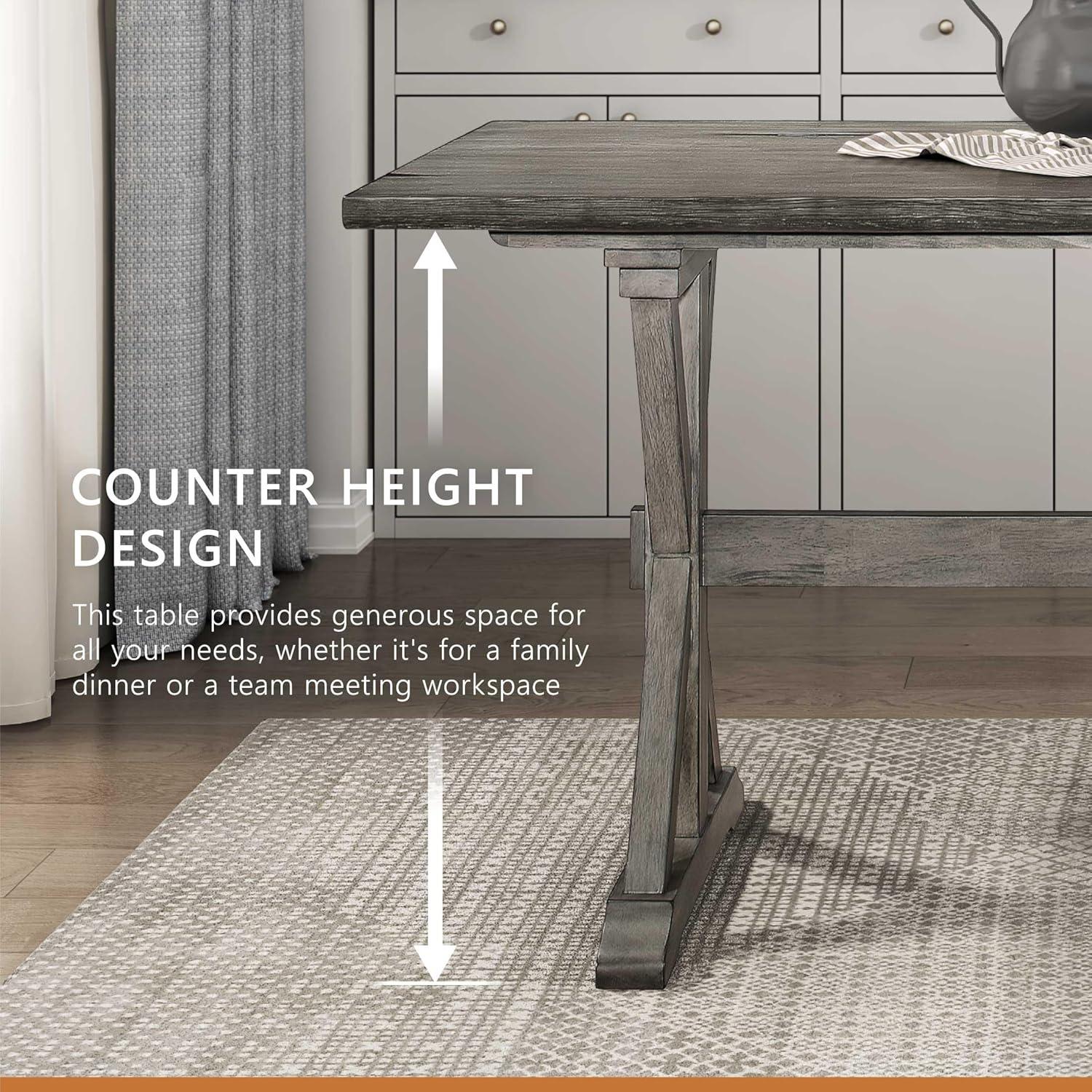 Lexicon Amsonia Solid Wood Counter Height Dining Room Table in Distressed Gray