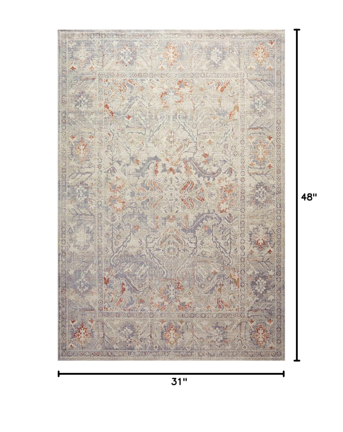 Chris Loves Julia x Loloi Rosemarie Oriental Oatmeal/Lavender Area Rug
