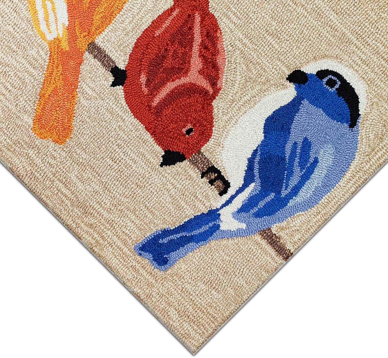 Frontporch Hand-Tufted Blue Birds Indoor/Outdoor Easy Care Rug