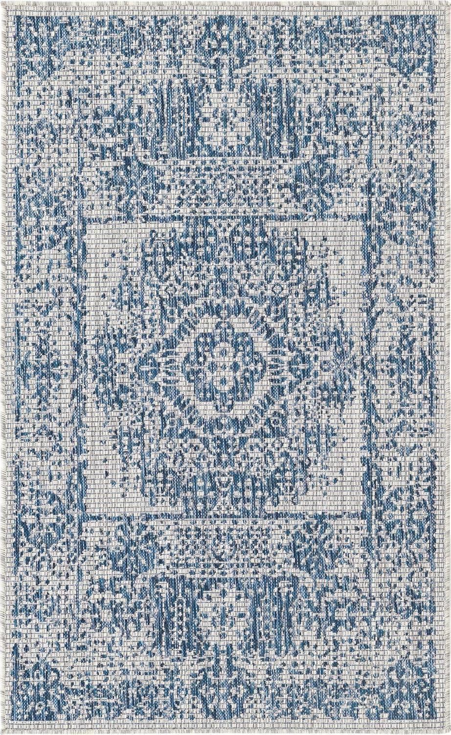 Unique Loom Outdoor Traditional Timeworn Geometric Woven Area Rug