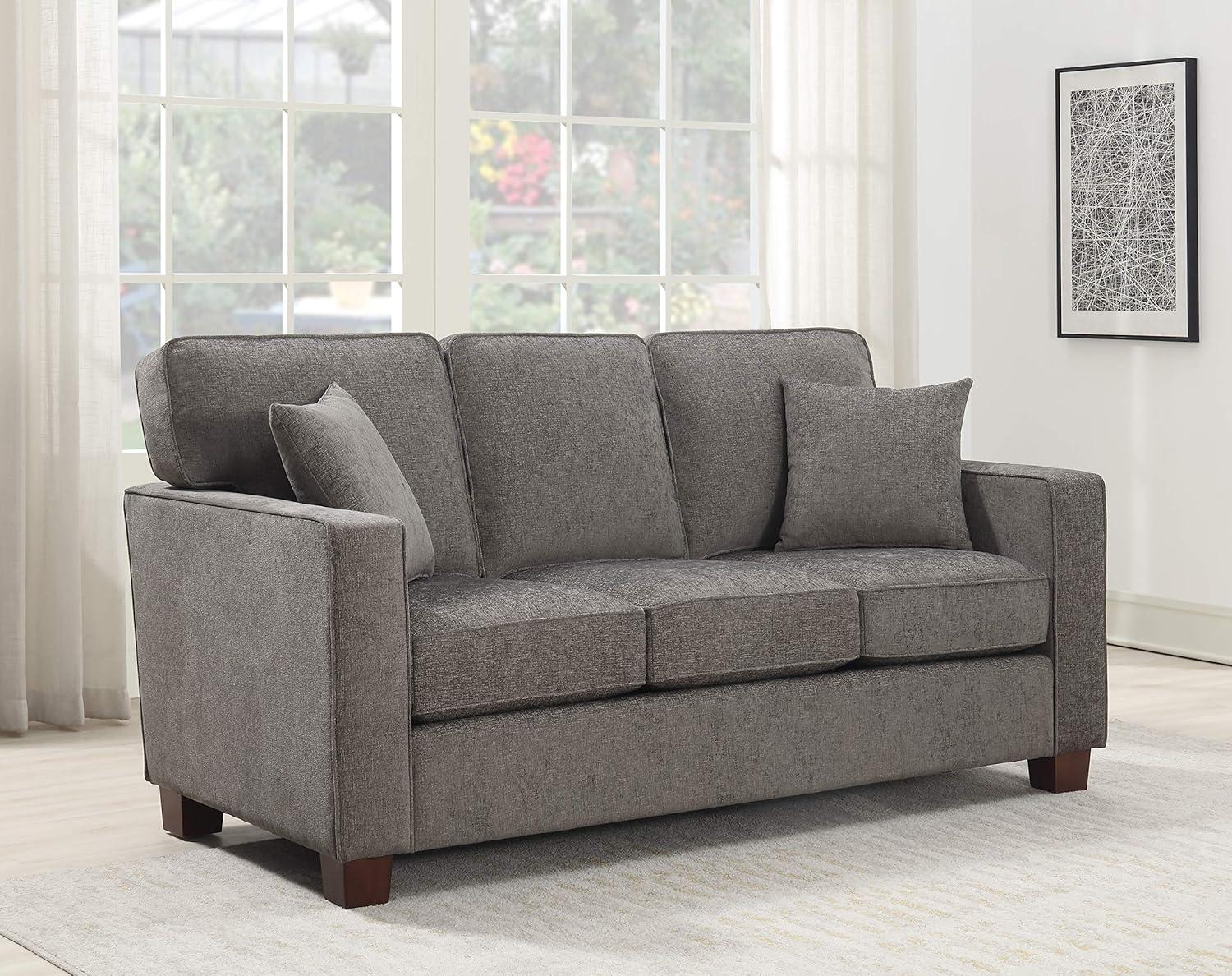 Russell 3 Seater Sofa in Taupe Gray Fabric 3 Cartons