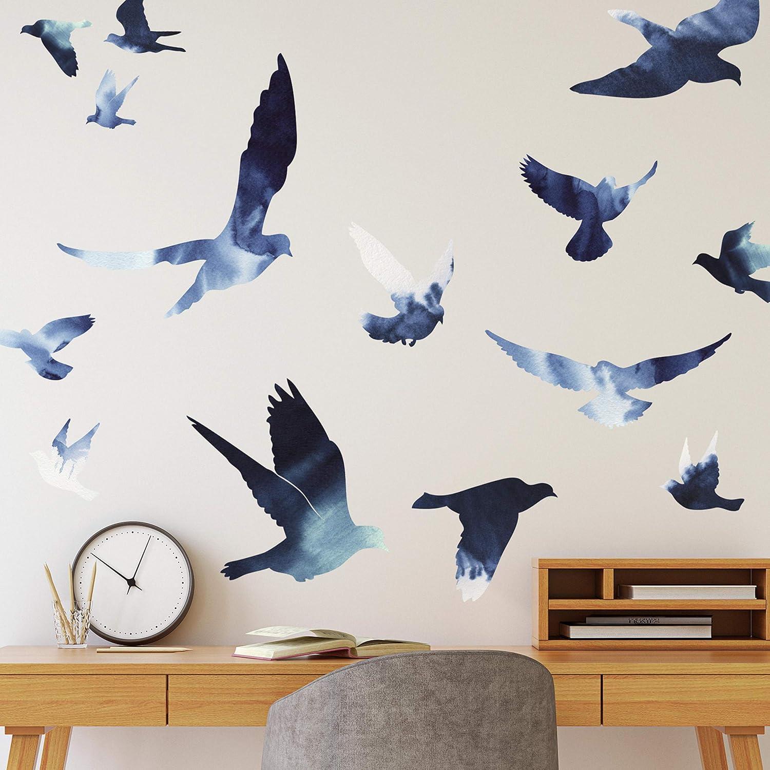 Birds in Flight Peel and Stick Giant Wall Decal - RoomMates: Transformative Vinyl Art, Easy to Reposition