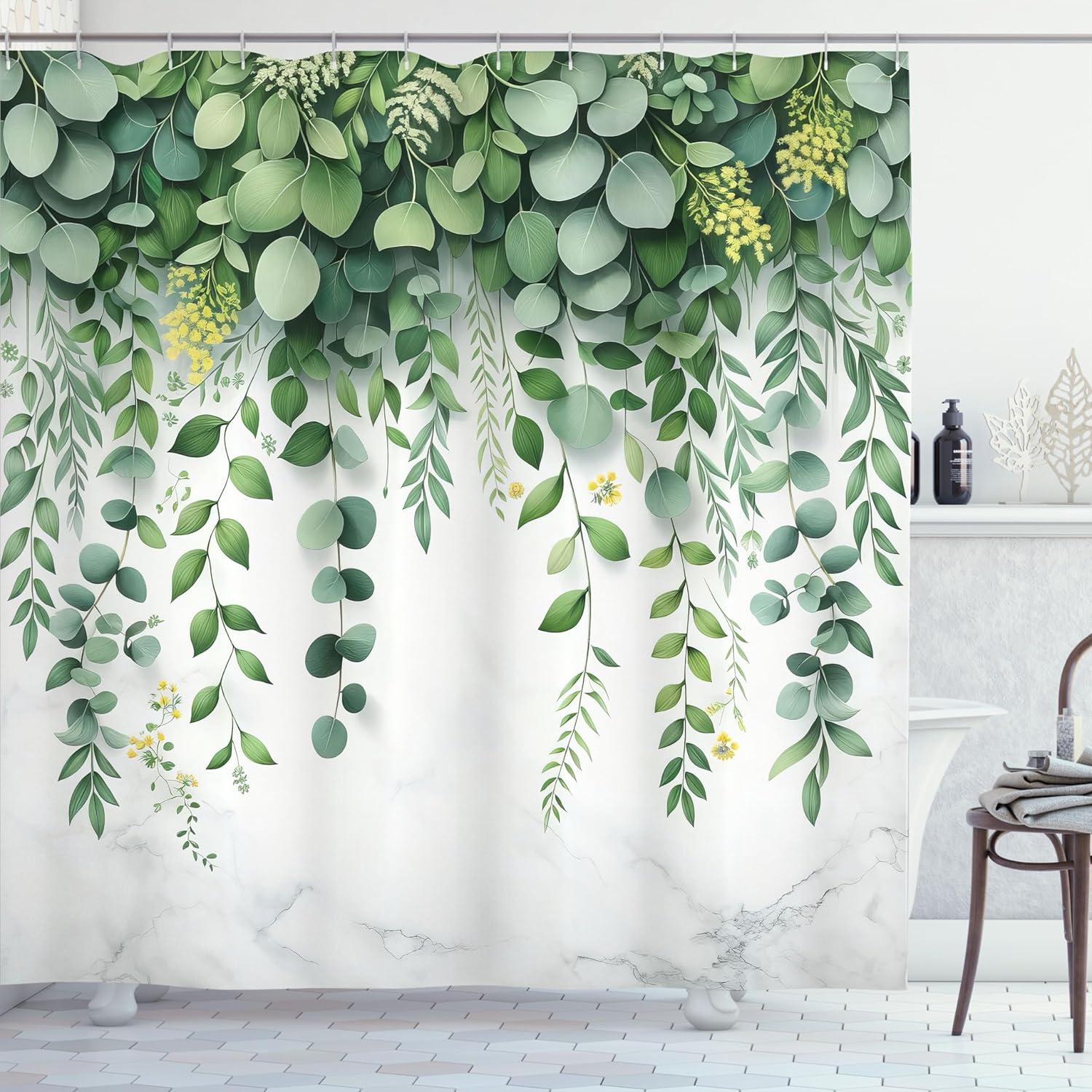 Ambesonne Floral Shower Curtain with Hooks Included