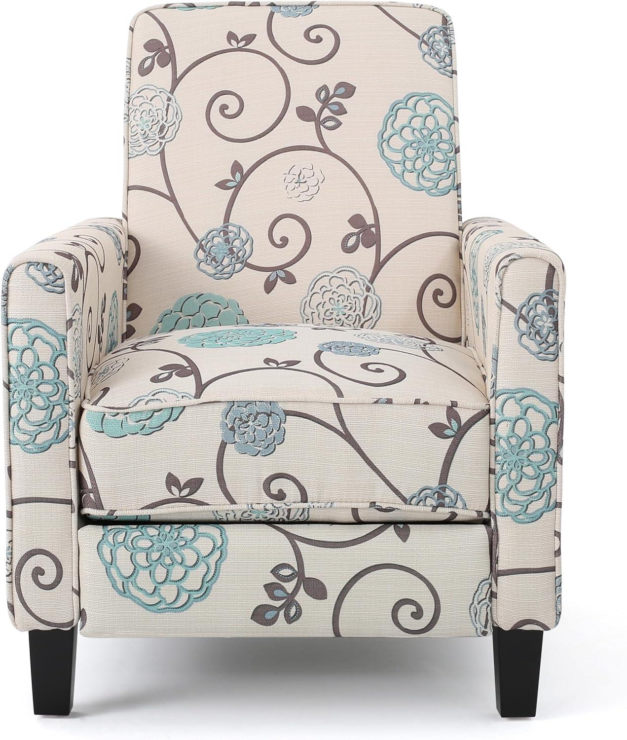 Darvis Fabric Recliner White - Christopher Knight Home: Petite Design, Tapered Legs, Piped Edges