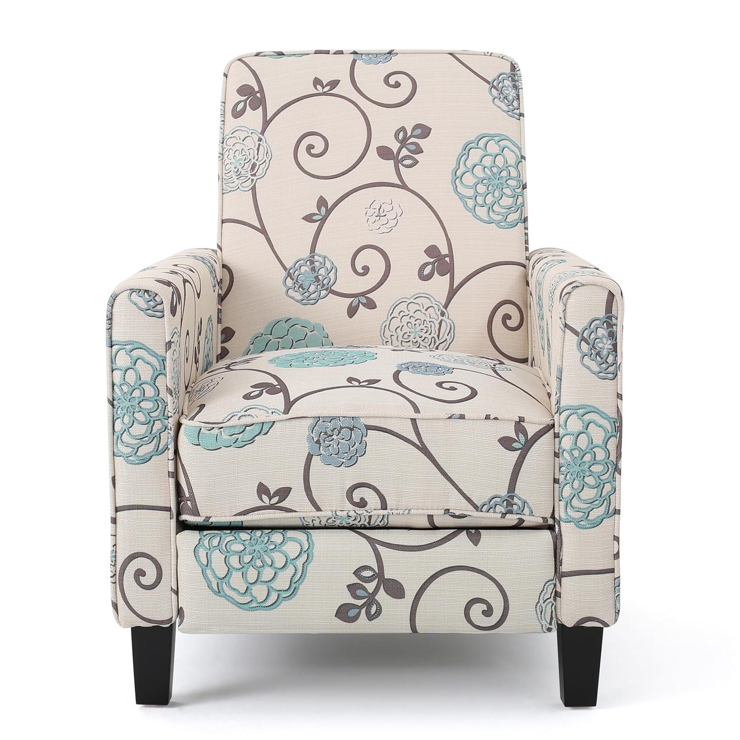 Darvis Fabric Recliner White - Christopher Knight Home: Petite Design, Tapered Legs, Piped Edges