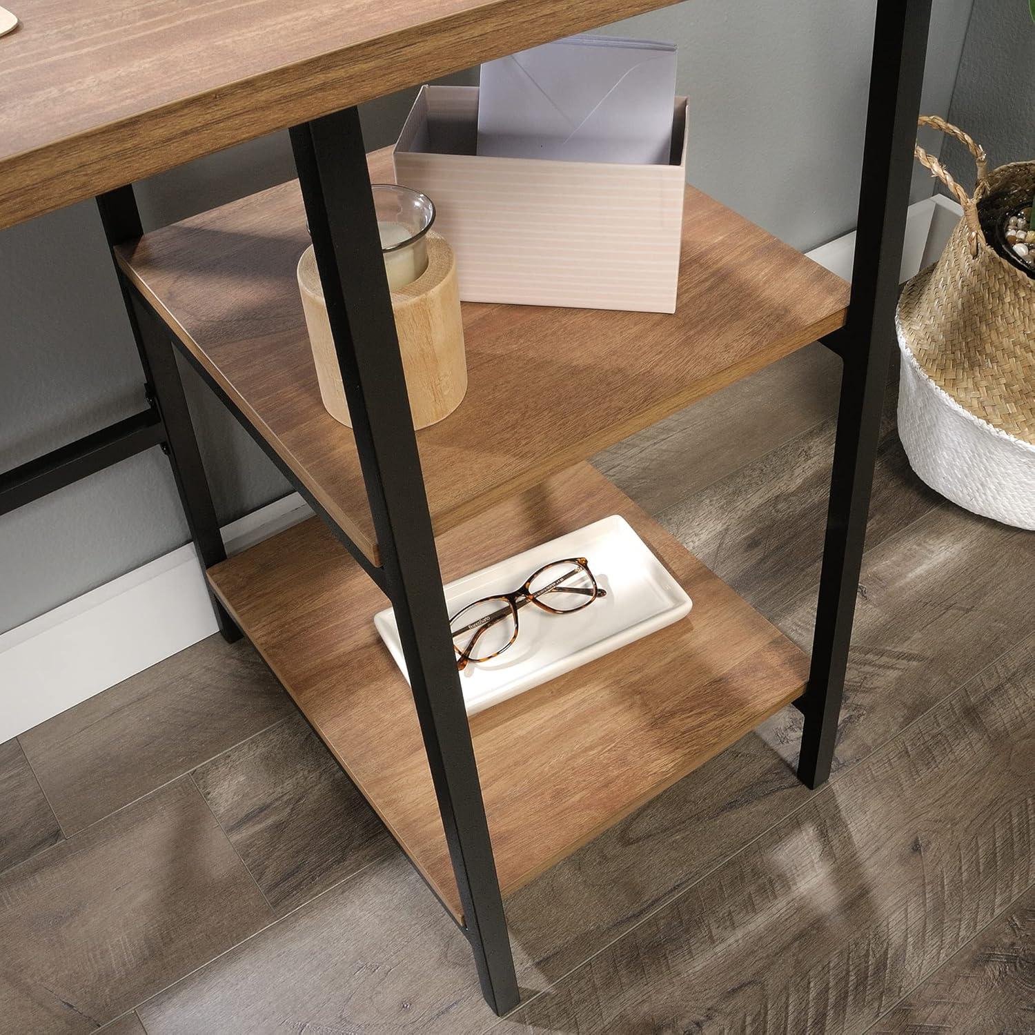 Sindoori Mango and Black Wood Desk with Shelves