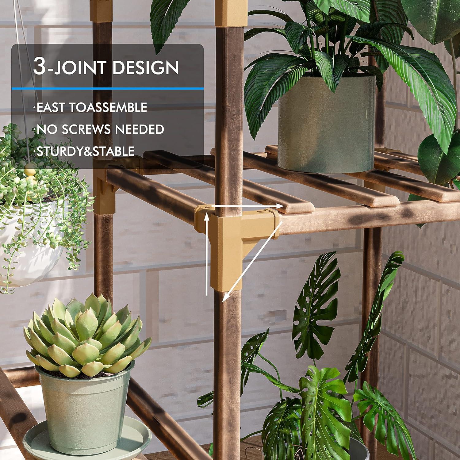 Eucalyptus Wood Adjustable Indoor Outdoor Plant Stand