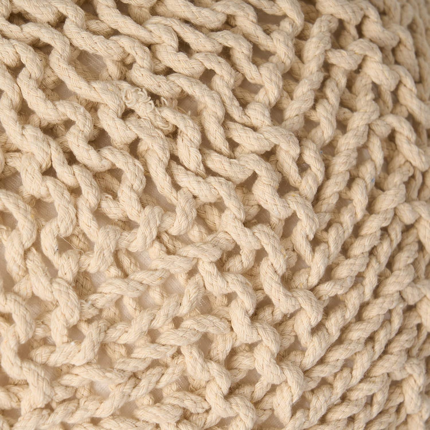 Christopher Knight Home Barwick Modern Knitted Round Pouf Ivory: Upholstered Ottoman, No Assembly Required