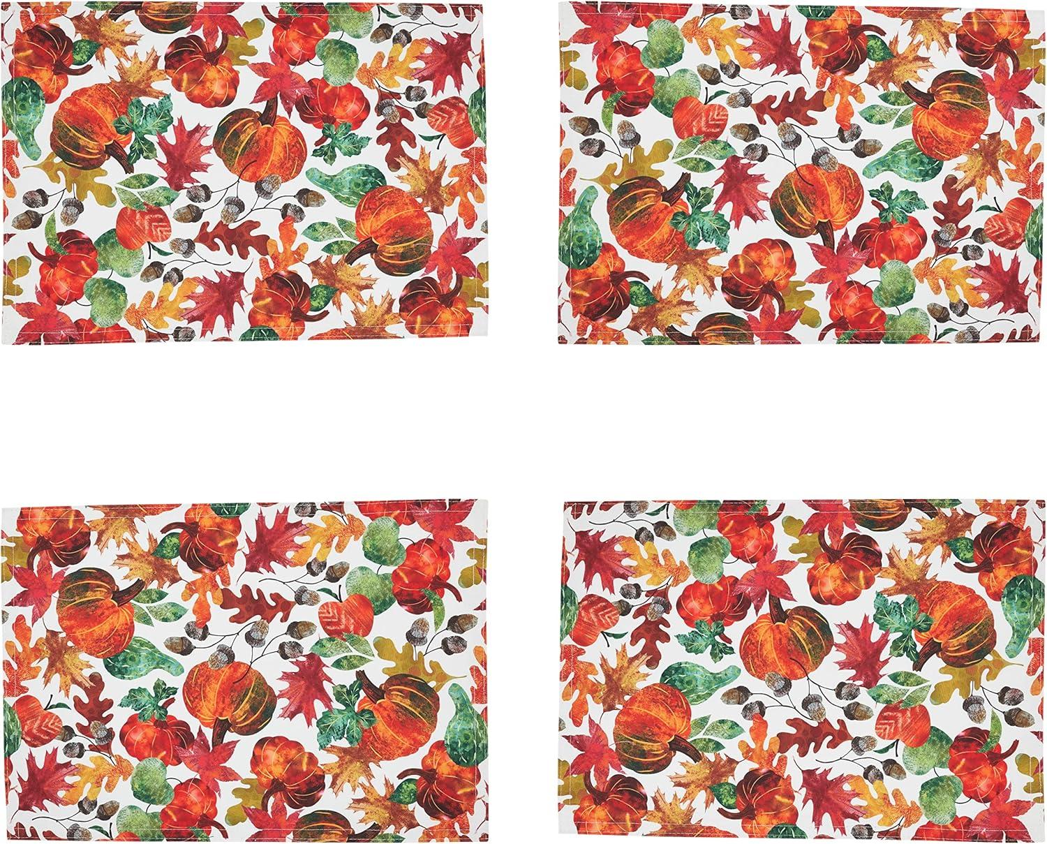 Pumpkin Foliage Fall Fabric Placemats Set of 4