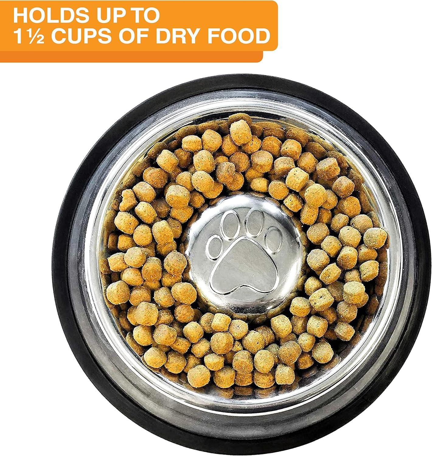 Neater Pets Stainless Steel Non-Tip Slow Feed Bowl - Improves Digestion, Stops Obesity, and Slows Down Eating, 1.5 Cup