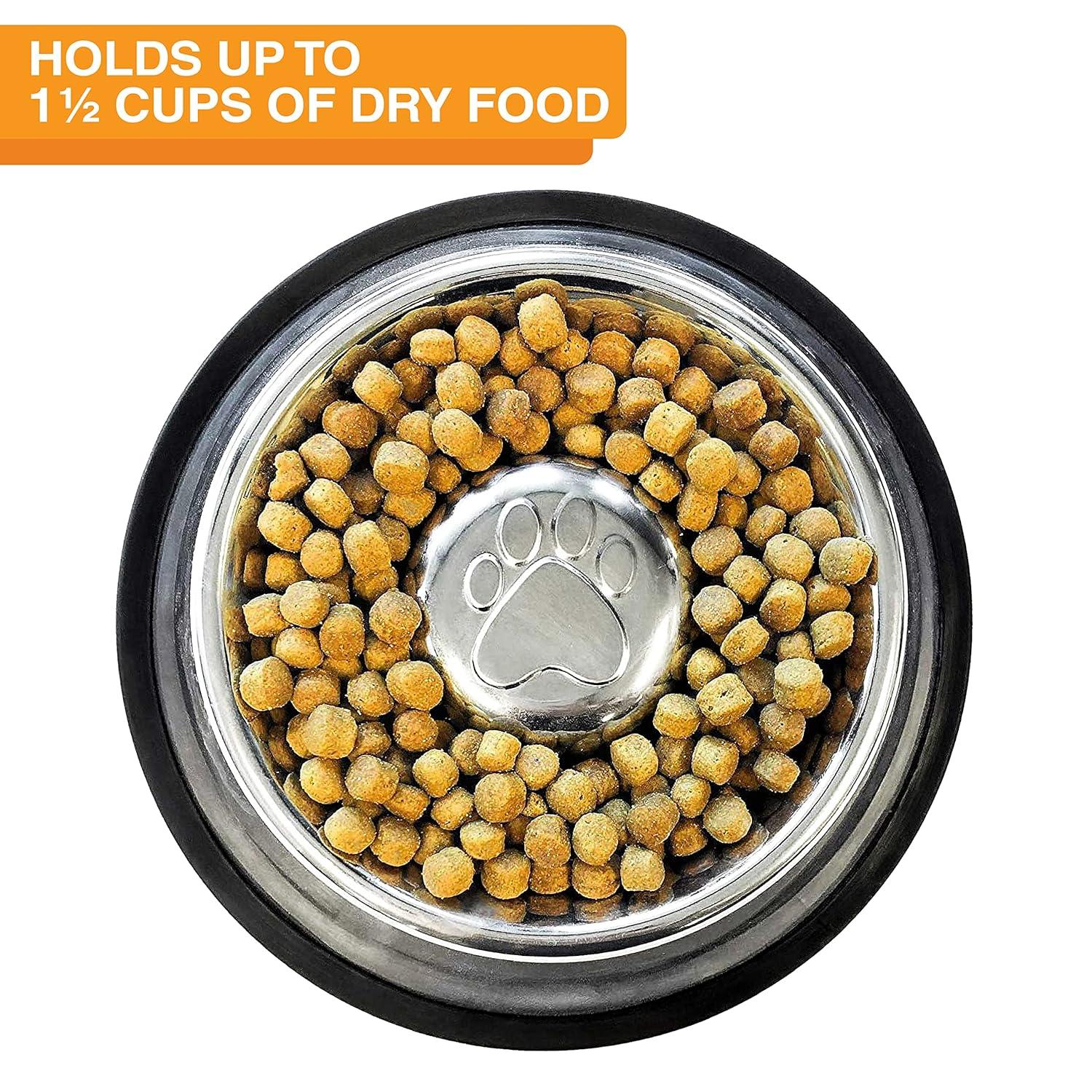 Neater Pets Stainless Steel Non-Tip Slow Feed Bowl - Improves Digestion, Stops Obesity, and Slows Down Eating, 1.5 Cup