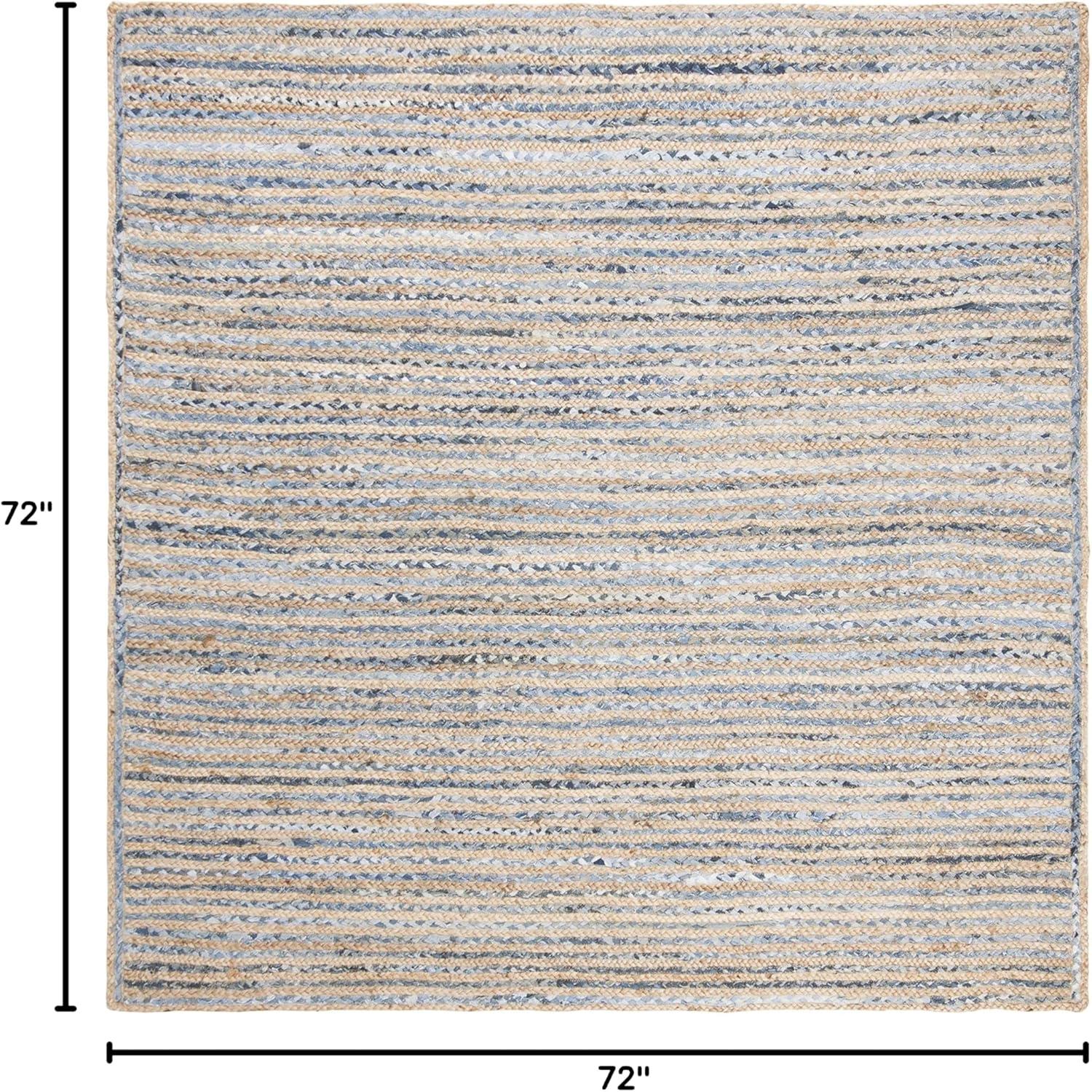 Cape Cod CAP250 Hand Woven Area Rug - Natural/Blue - 6'x6' - Safavieh.