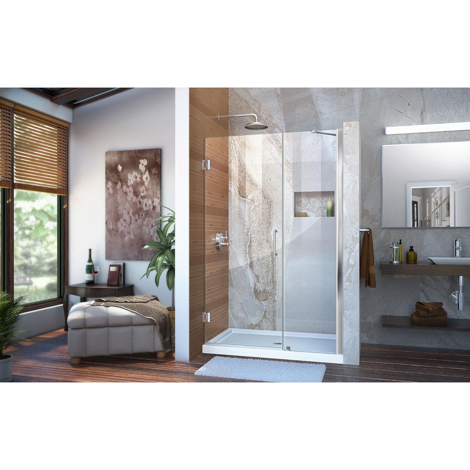 Unidoor 46" W x 72" H Hinged Frameless Shower Door with Clearmax™ Technology