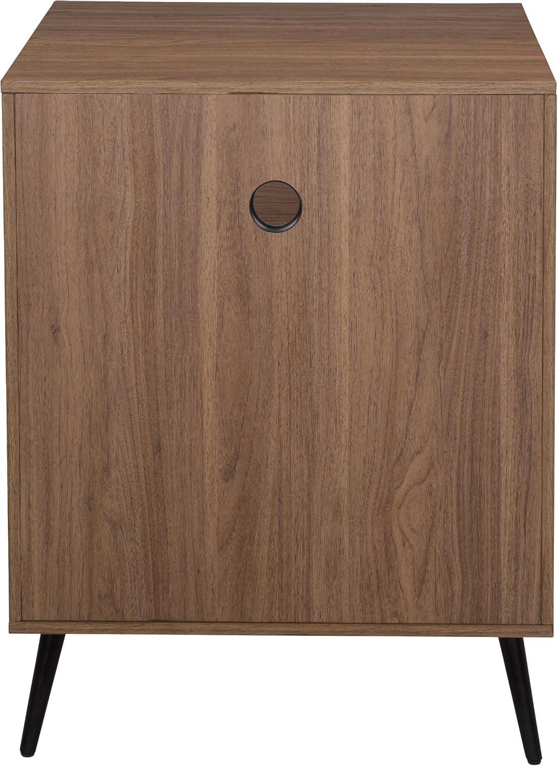 OSP Home Furnishings Retro Record Player Stand Console with Album Storage, Majestic Walnut Finish