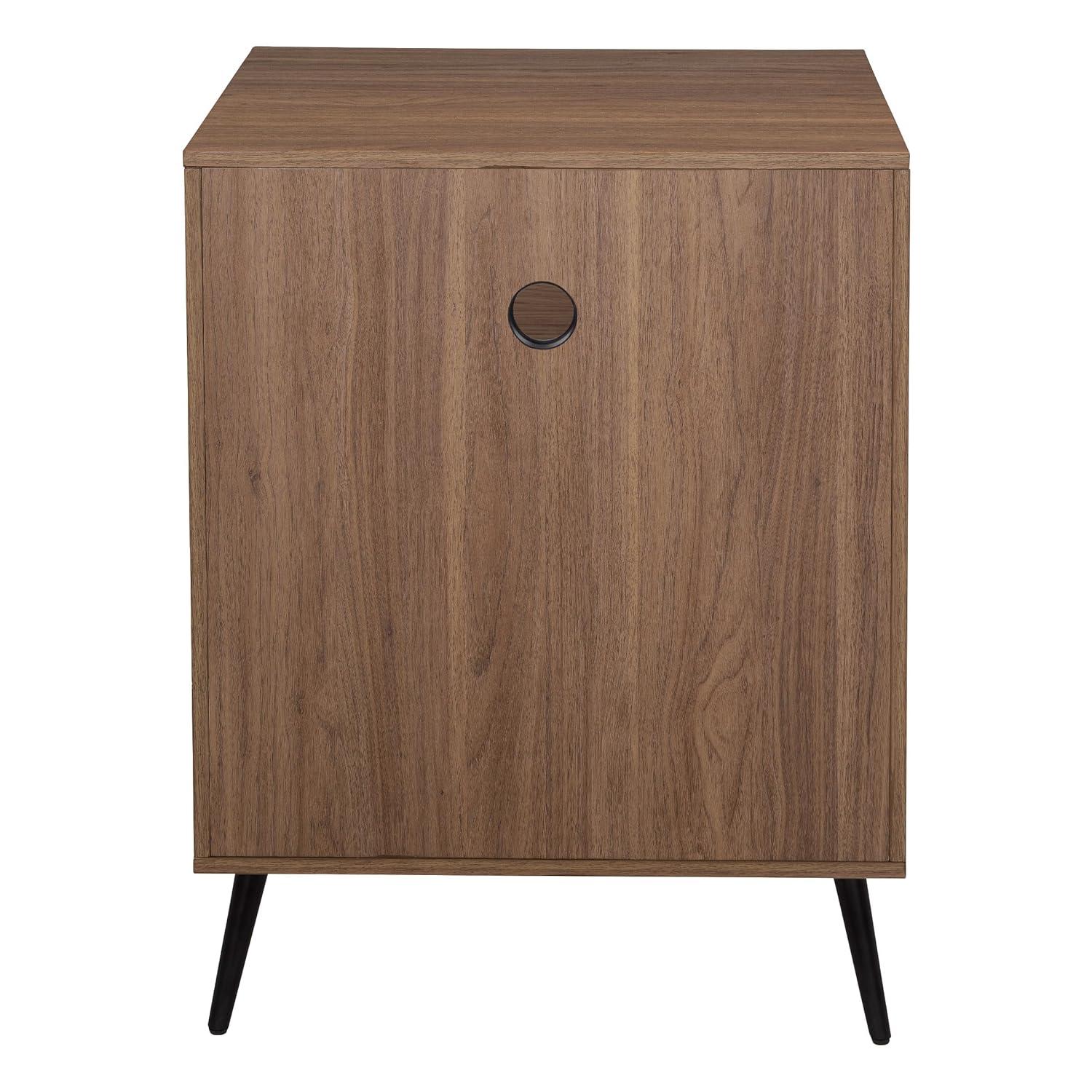 OSP Home Furnishings Retro Record Player Stand Console with Album Storage, Majestic Walnut Finish