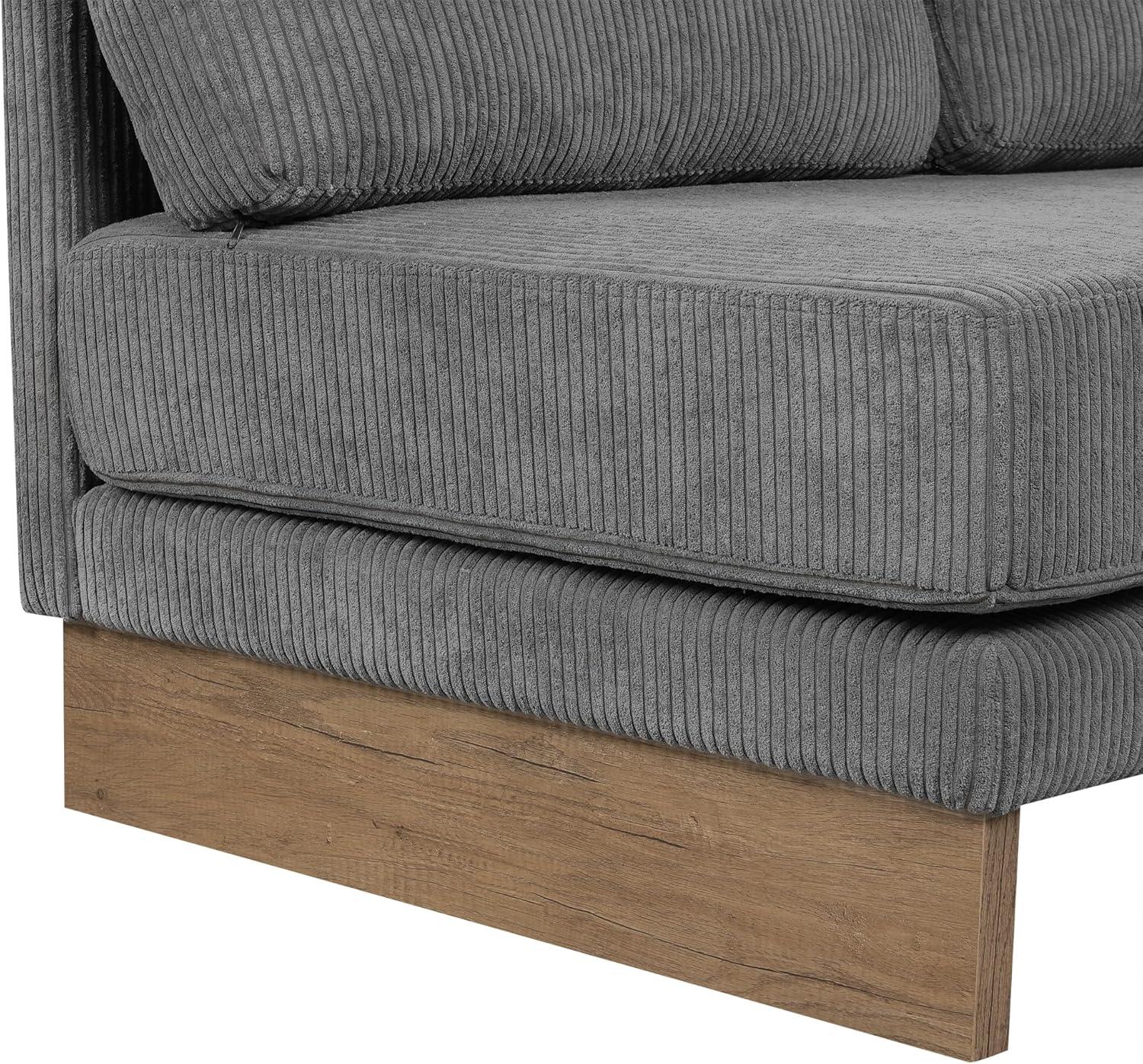 114" L-shaped Sofa Sectional Sofa with Two USB Ports and Two Power Sockets, A Storage Drawer and A Reversible Chaise Lounge for Living Room
