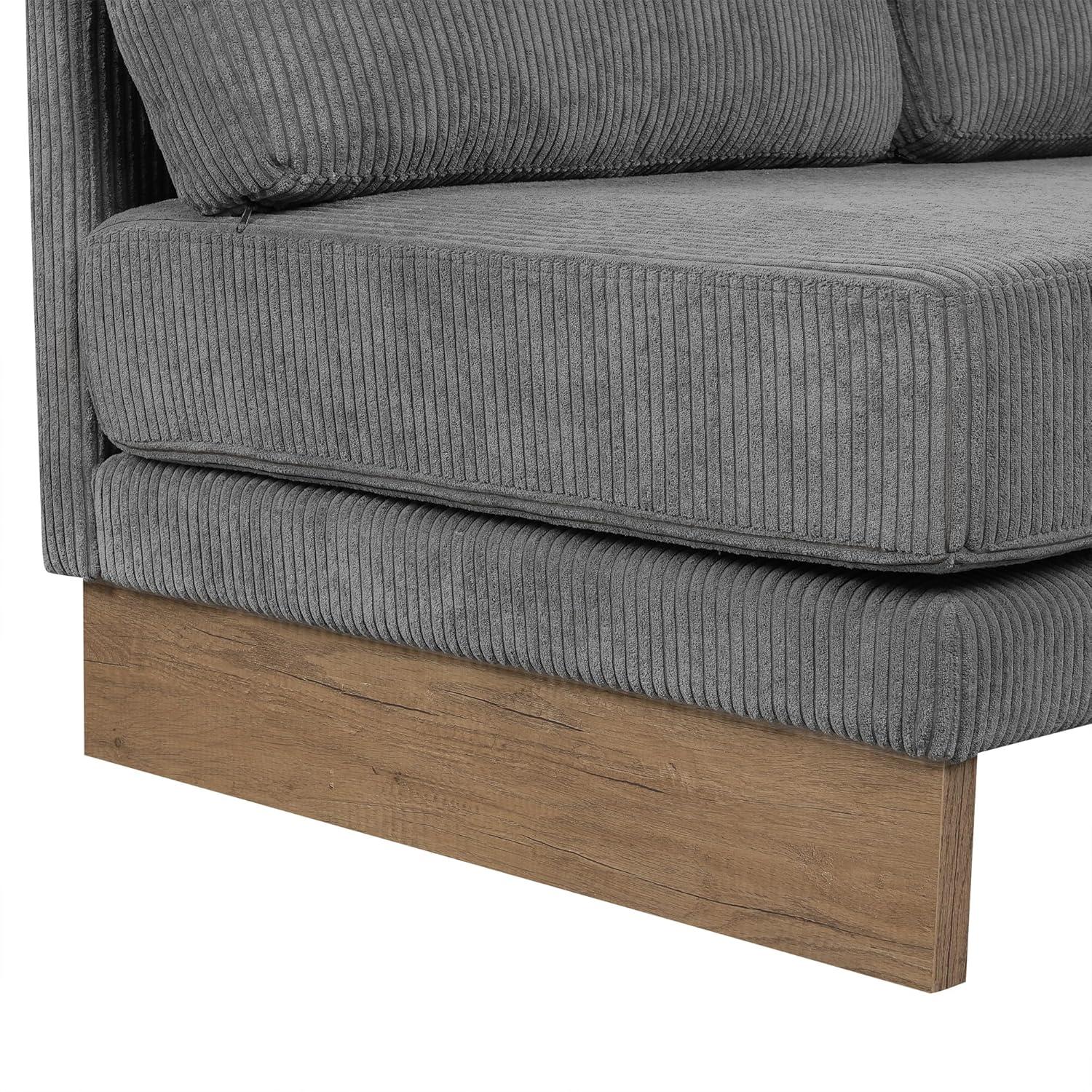 114" L-shaped Sofa Sectional Sofa with Two USB Ports and Two Power Sockets, A Storage Drawer and A Reversible Chaise Lounge for Living Room
