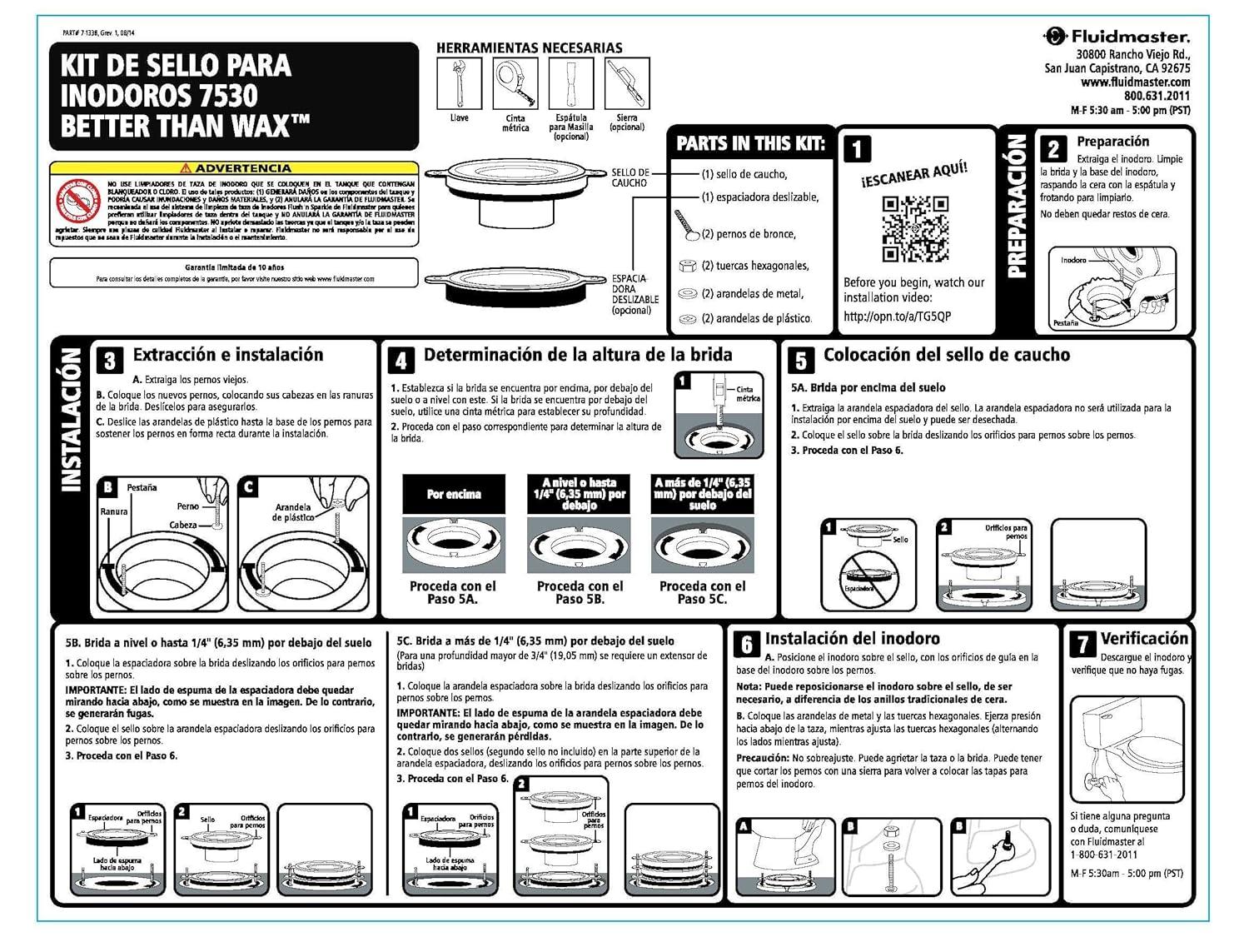 Fluidmaster 7530P8 Better Than Wax Universal Wax-Free Toilet Seal