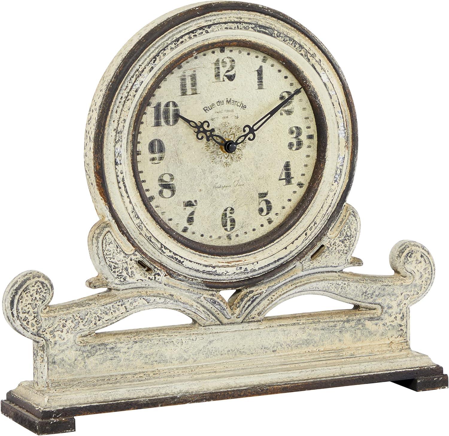 DecMode 15" White Wood Scroll Clock