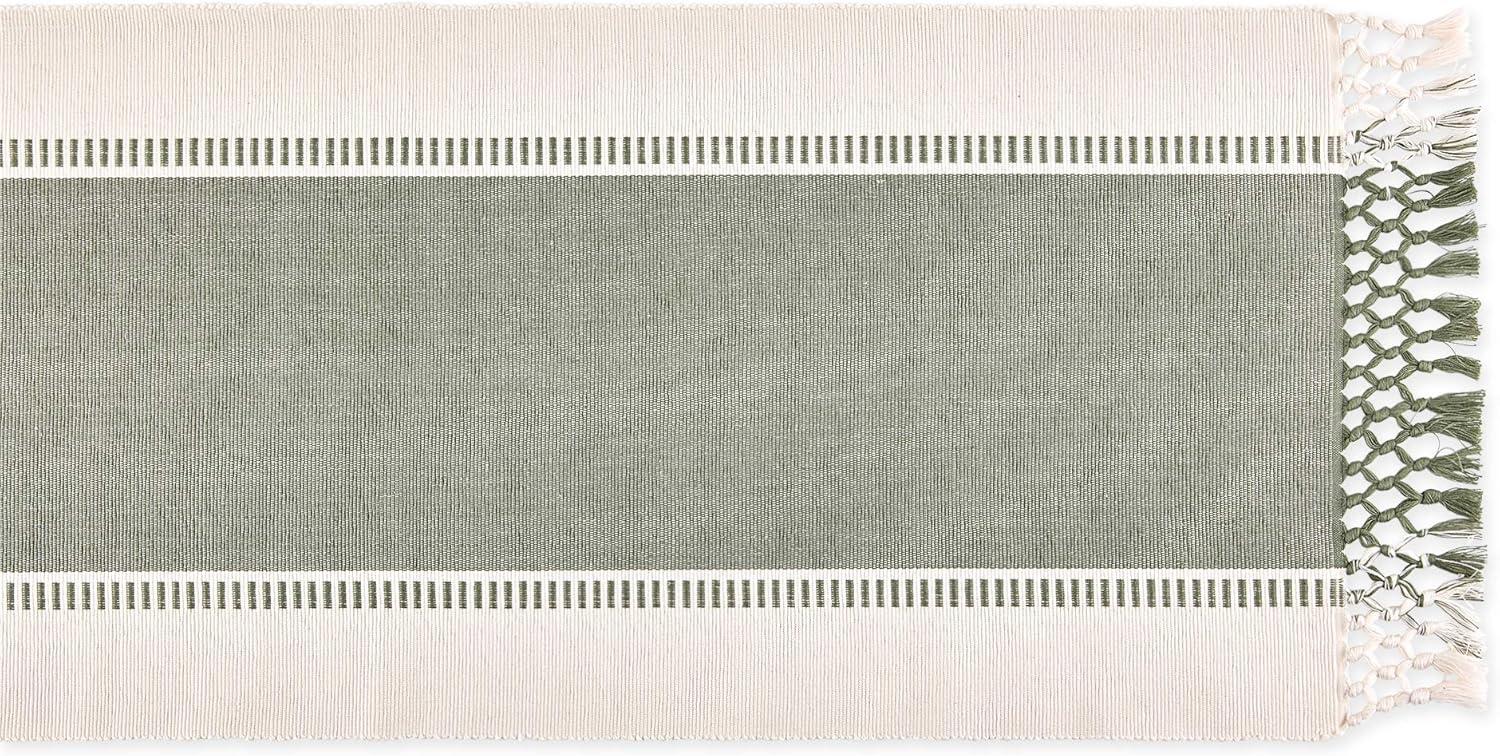 Design Imports  Ribbed Dobby Stripe Table Runner, Artichoke Green, 13X108"