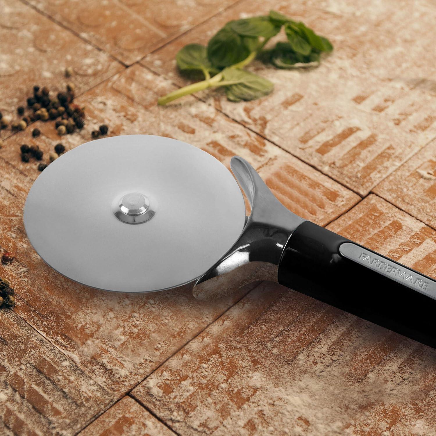 Farberware Professional 9.37-Inch Stainless Steel Pizza Cutter with Black Handle