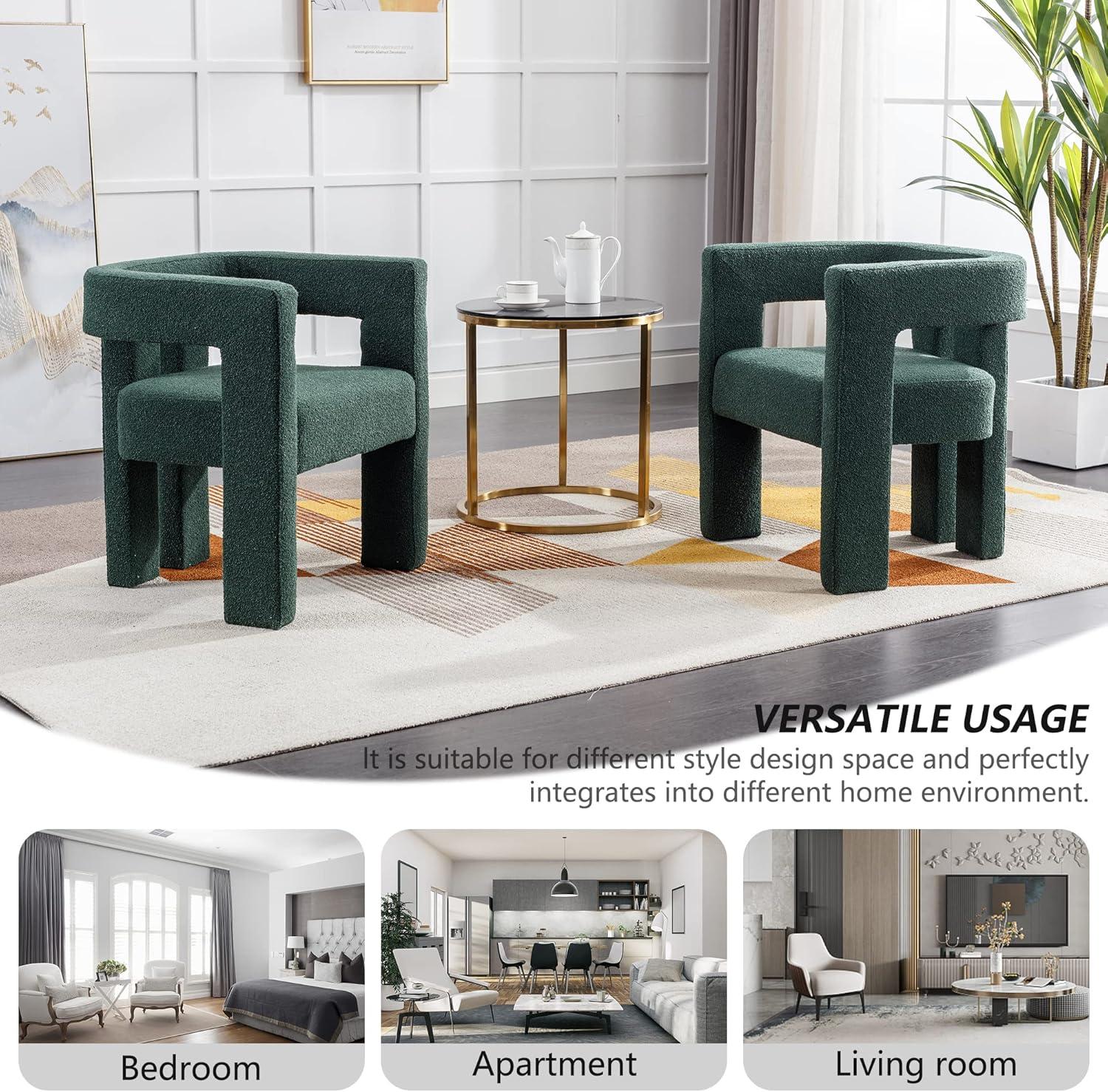 Emerald Green Velvet Upholstered Dining Chairs with Wood Legs, Set of 2