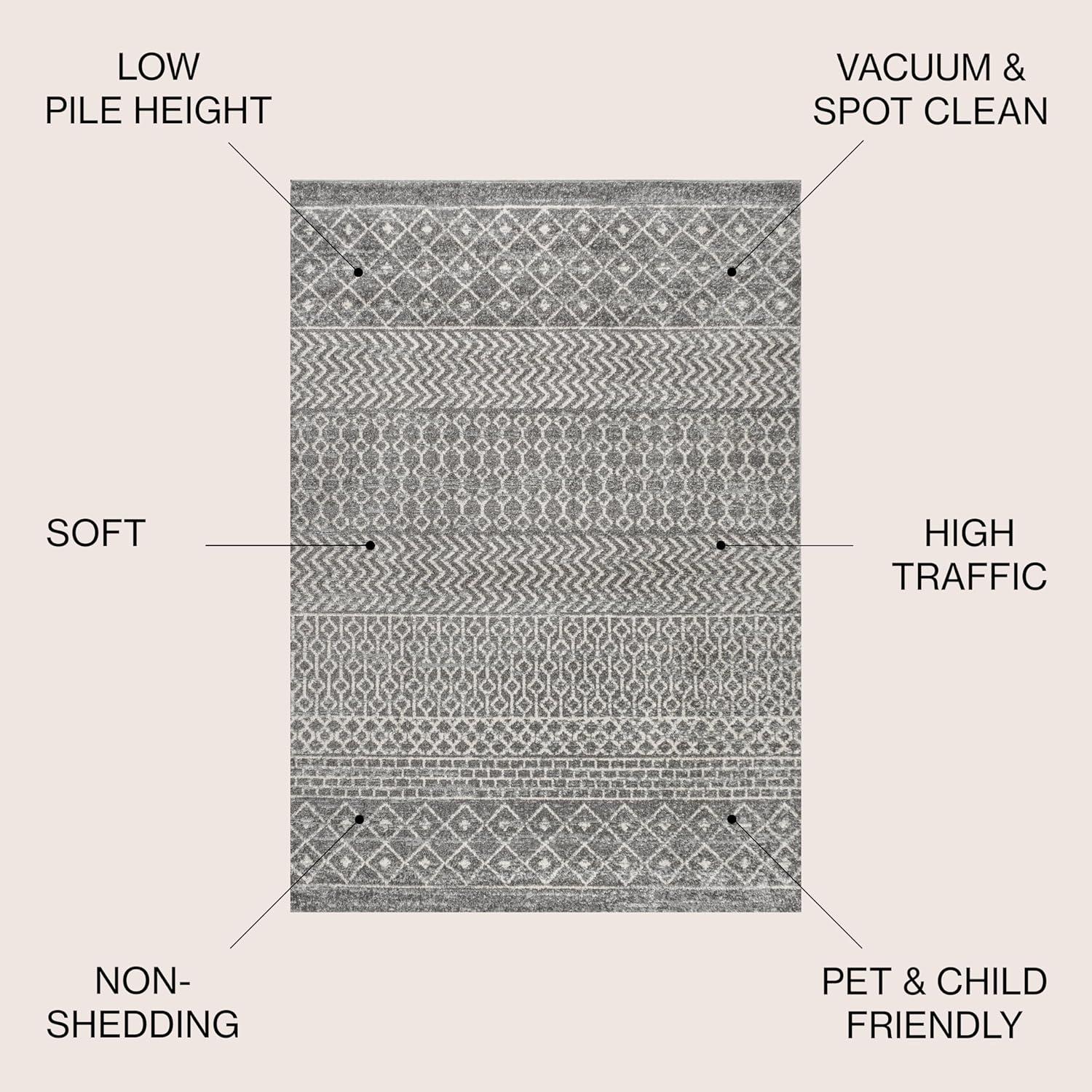 3' x 5' Arta Moroccan Modern Geometric Rug Area Rug, Gray/Cream - JONATHAN Y