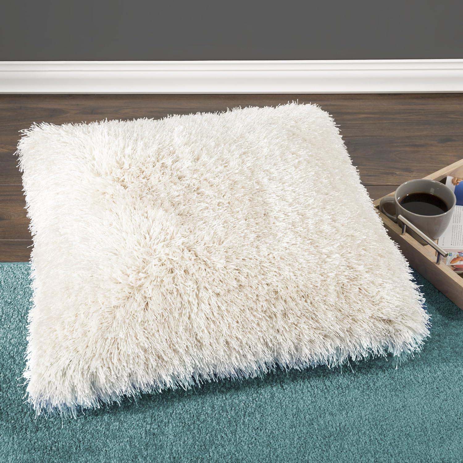 Lavish Home Oversized Floor or Throw Pillow Square Luxury Plush– Shag Faux Fur Glam Decor Cushion for Bedroom Living Room or Dorm, 1 Count (Pack of 1),Beige