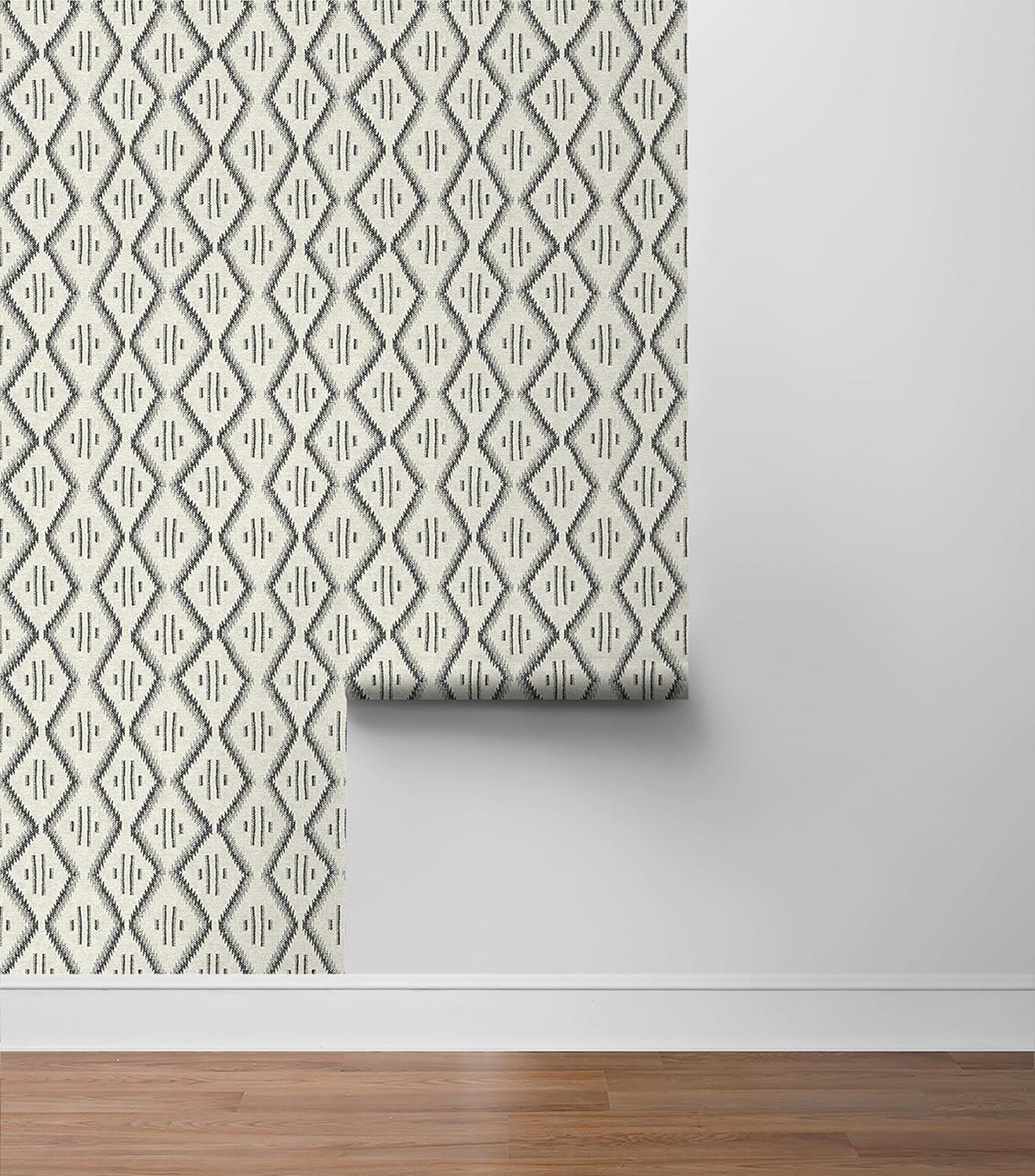 Modern Heirloom White and Black Vinyl Peel and Stick Wallpaper