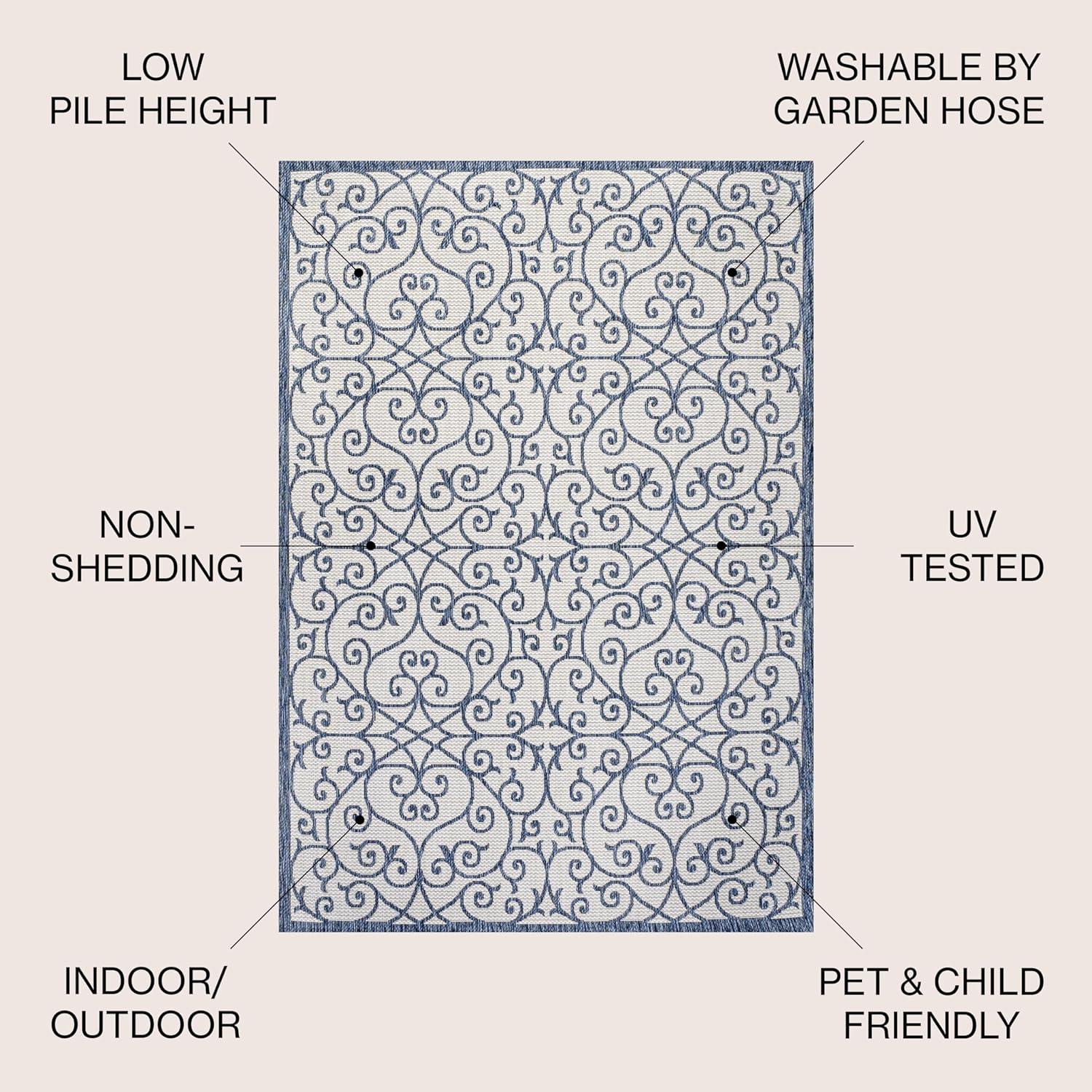 Madrid Vintage Filigree Textured Weave Indoor/Outdoor Area Rug - JONATHAN Y